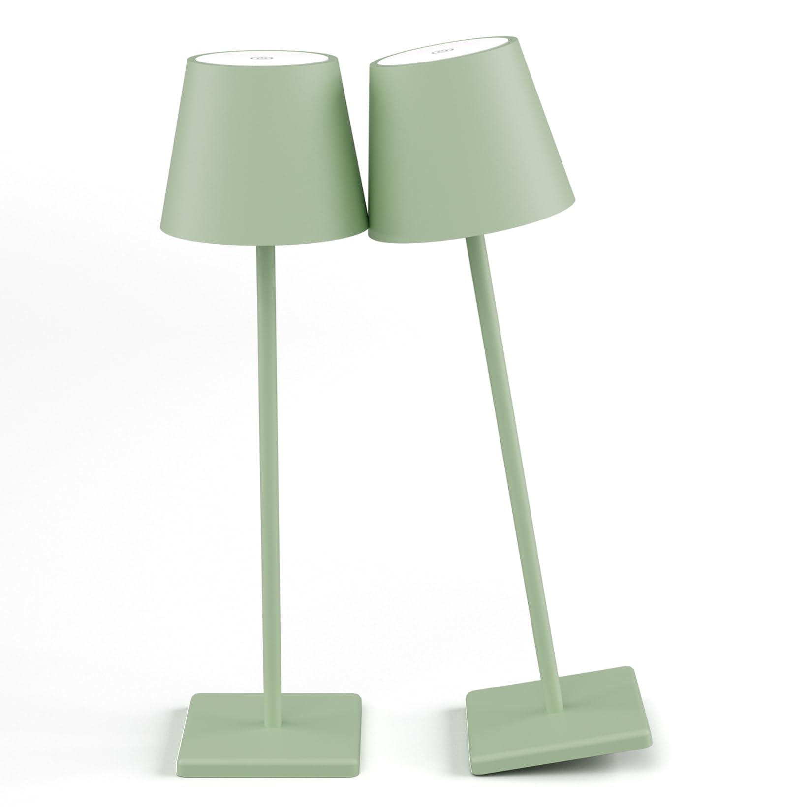 Aoceley 2-Pack Led Cordless Table Lamp, Rechargeable Battery Desk Lamp 3W 5500Mah Battery Operated Stepless Dimming Modern Portable Table Light For Restaurant/Bedroom/Outdoor Ip54 Waterproof (Green)