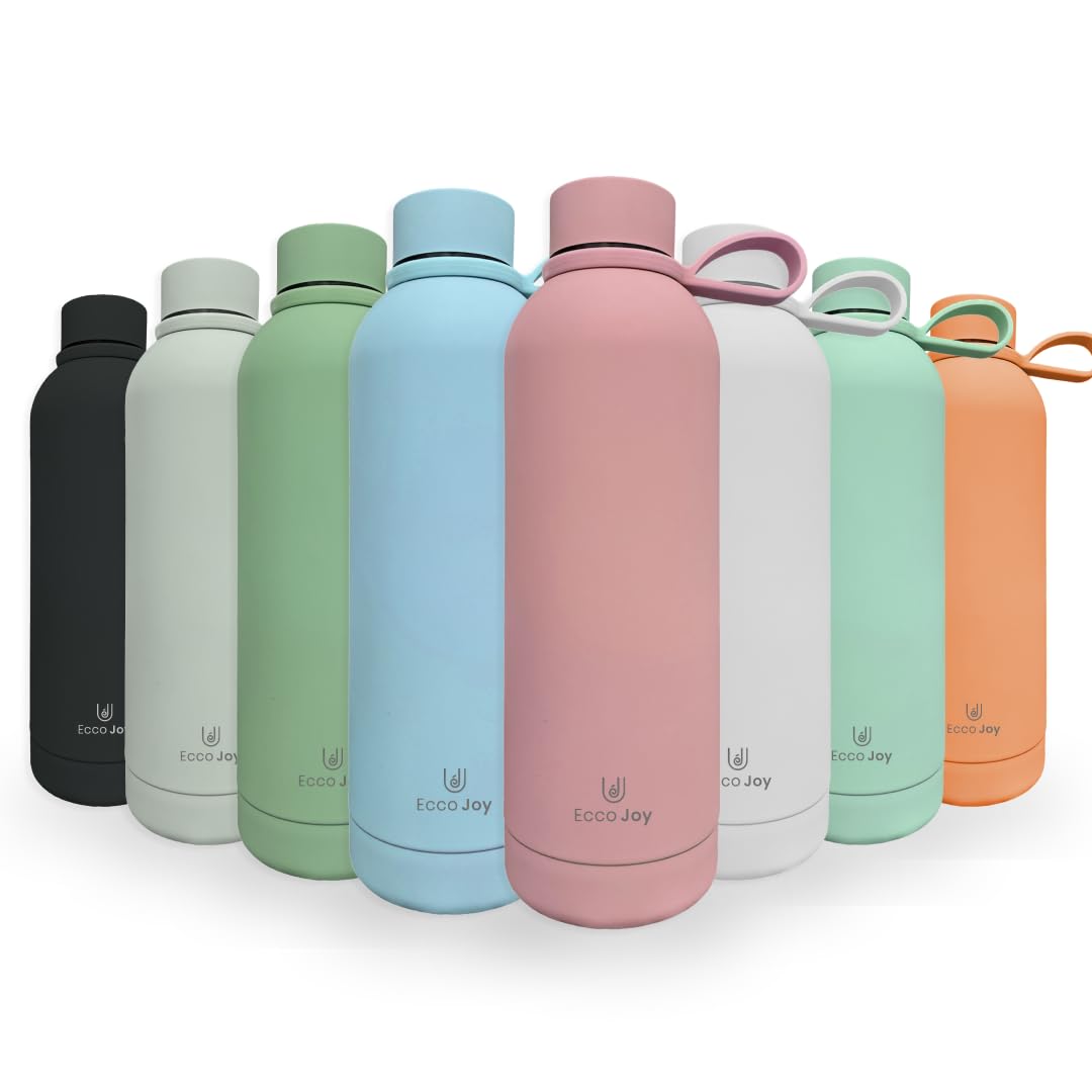 Ecco Joy Reusable Stainless Steel Water Bottles - Insulated Water Bottle - Thermos Soft Touch