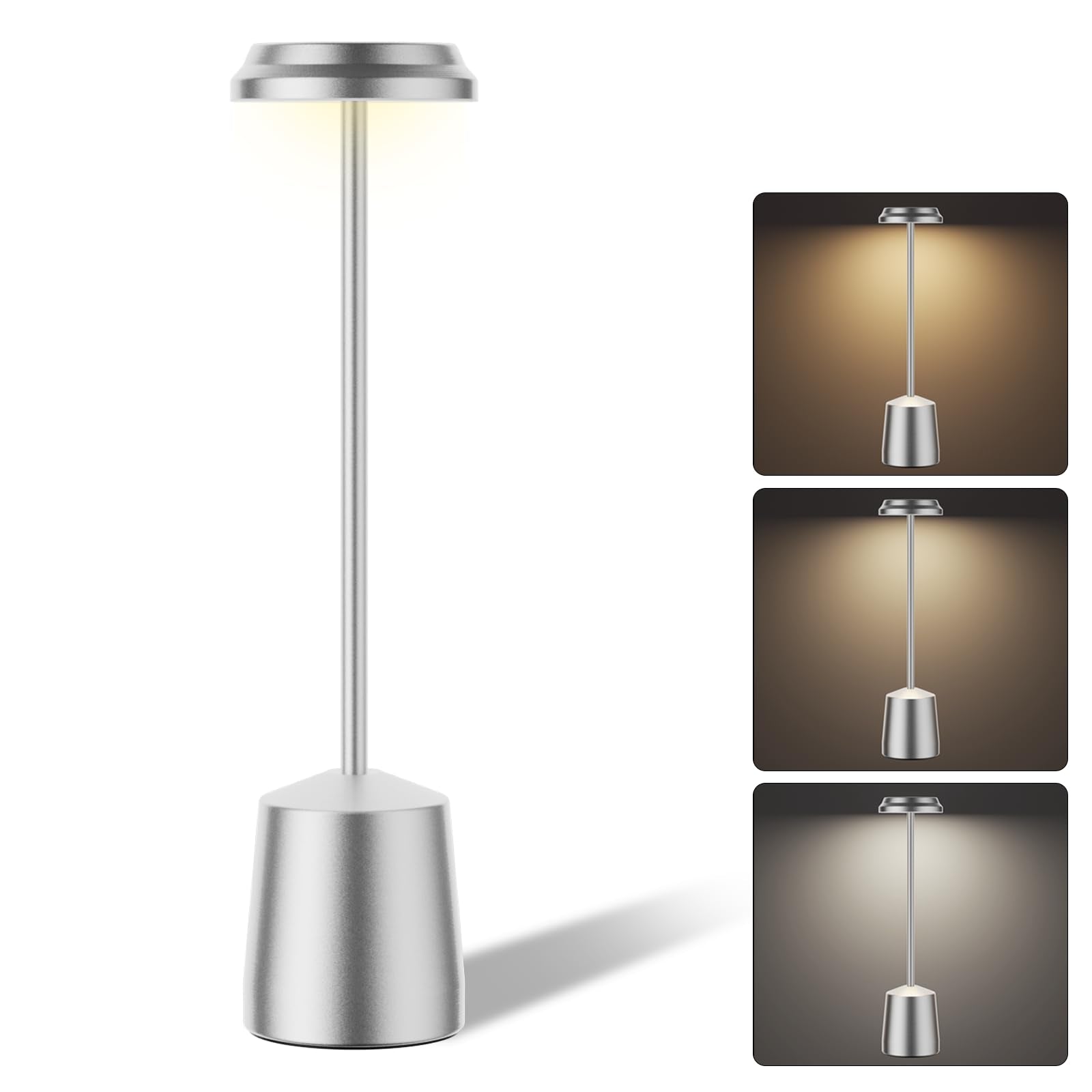 Ogacfo Led Cordless Table Lamps, Portable Rechargeable 5000Mah Battery Operated Table Light, 3 Color Stepless Dimming Touch Control, Desk Lamp For Dinner/Bedroom/Restaurant/Bars/Coffee Shop