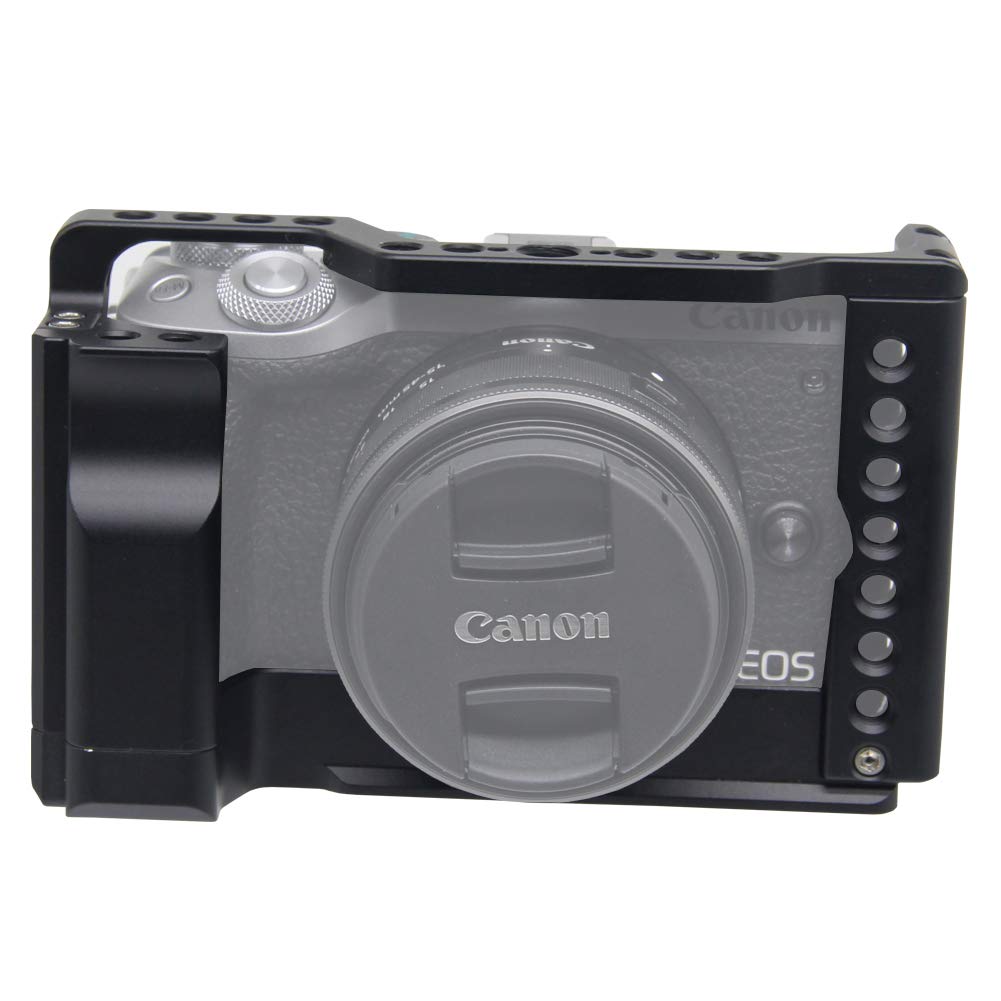 Easy Hood Camera Cage For Canon Eos M6 Mark Ii Mirrorless Digital Camera, Vlogging Video Shooting Filmmaking Rig Stabilizer With Cold Shoe 1/4" Thread Holes & 3/8" Locating Hole