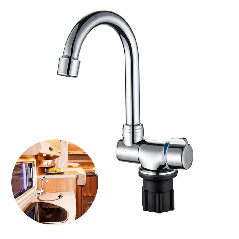 Riloer Foldable Faucet, 360° Rotation Sink Water Tap Cold & Hot Water Mixer Faucet For Rv Boat Foldable Copper Kitchen Faucet