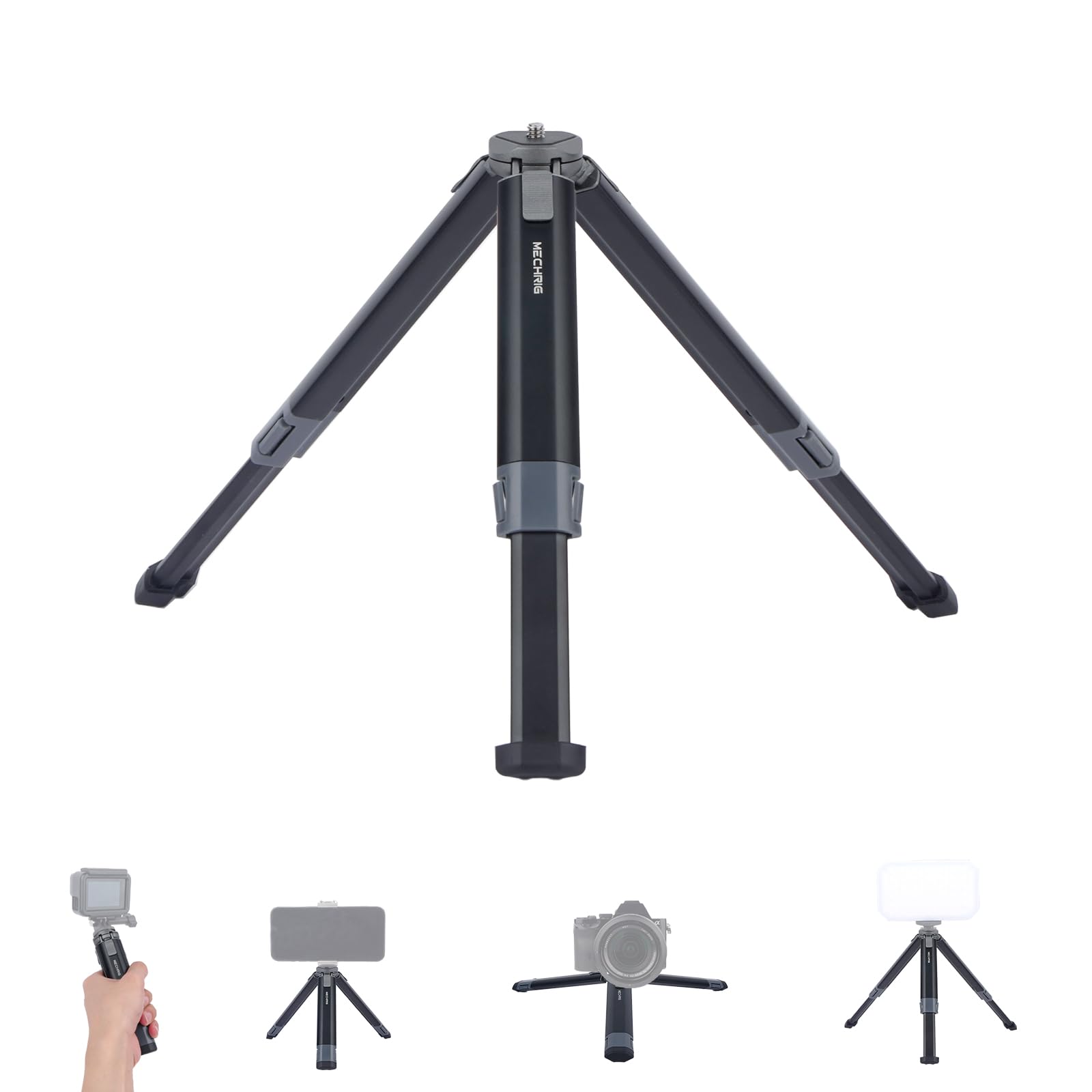 Mechrig Metal Desktop Extension Tripod, Adjustable 2-Stage Height & Angle Compact Stand With 1/4" Screw For Dslr Camera Gimbal Phone Mount Led Light - All-Metal-74007