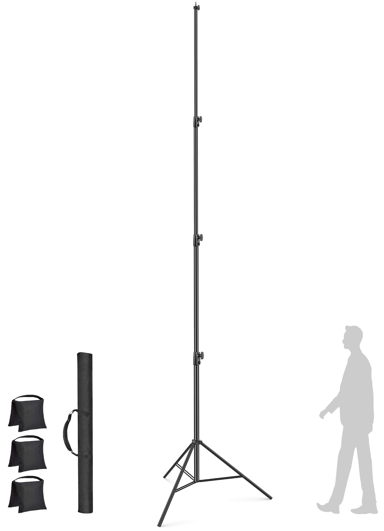 Sdfghj 16.4' Heavy Duty Extreme Tall Video Camera Sports Tripod Stand, 16.4Ft/500Cm Sky High Tripod Light Stand With 1/4"& 3/8" Screw Adapter, Non-Slip Feet Wind Resistant, For Soccer/Basketball Games