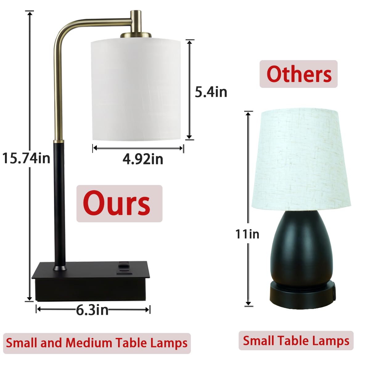 Oyedis Mafeiyan Touch Control Table Lamp, 3-Way Dimmable Modern Bedside Lamp With Usb Port And Outlet, Fabric Shade Nightstand Lamp Side Table Lamp,Desk Lamp For Bedroom Living Room, Bulb Included