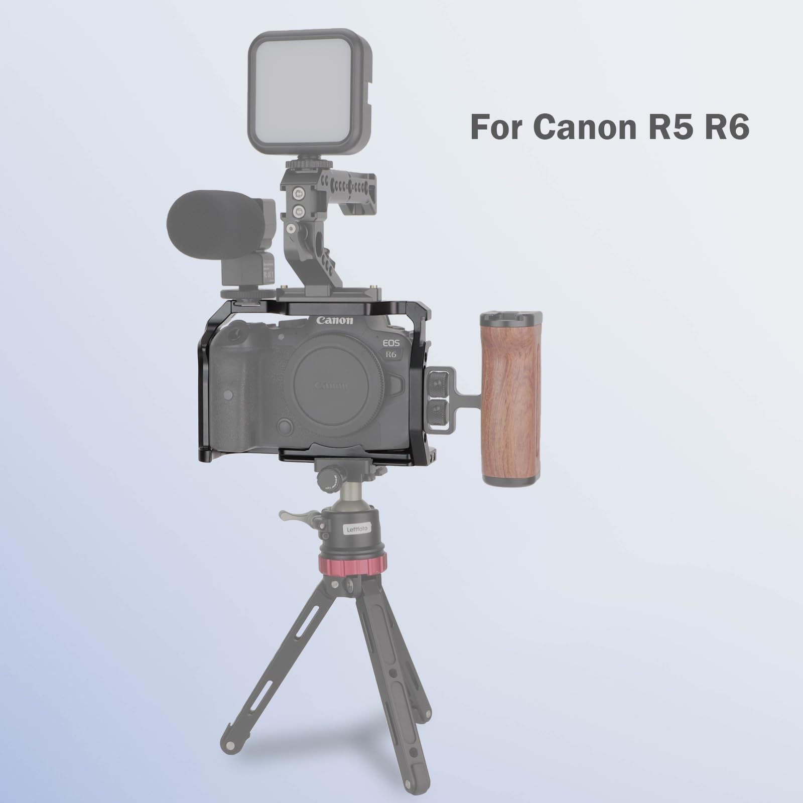 Leftfoto Camera Full Cage For Canon R5 R6 Mirrorless,Extension Mount Microphone Fill Light Bracket Filming Accessories,With Cold Shoe