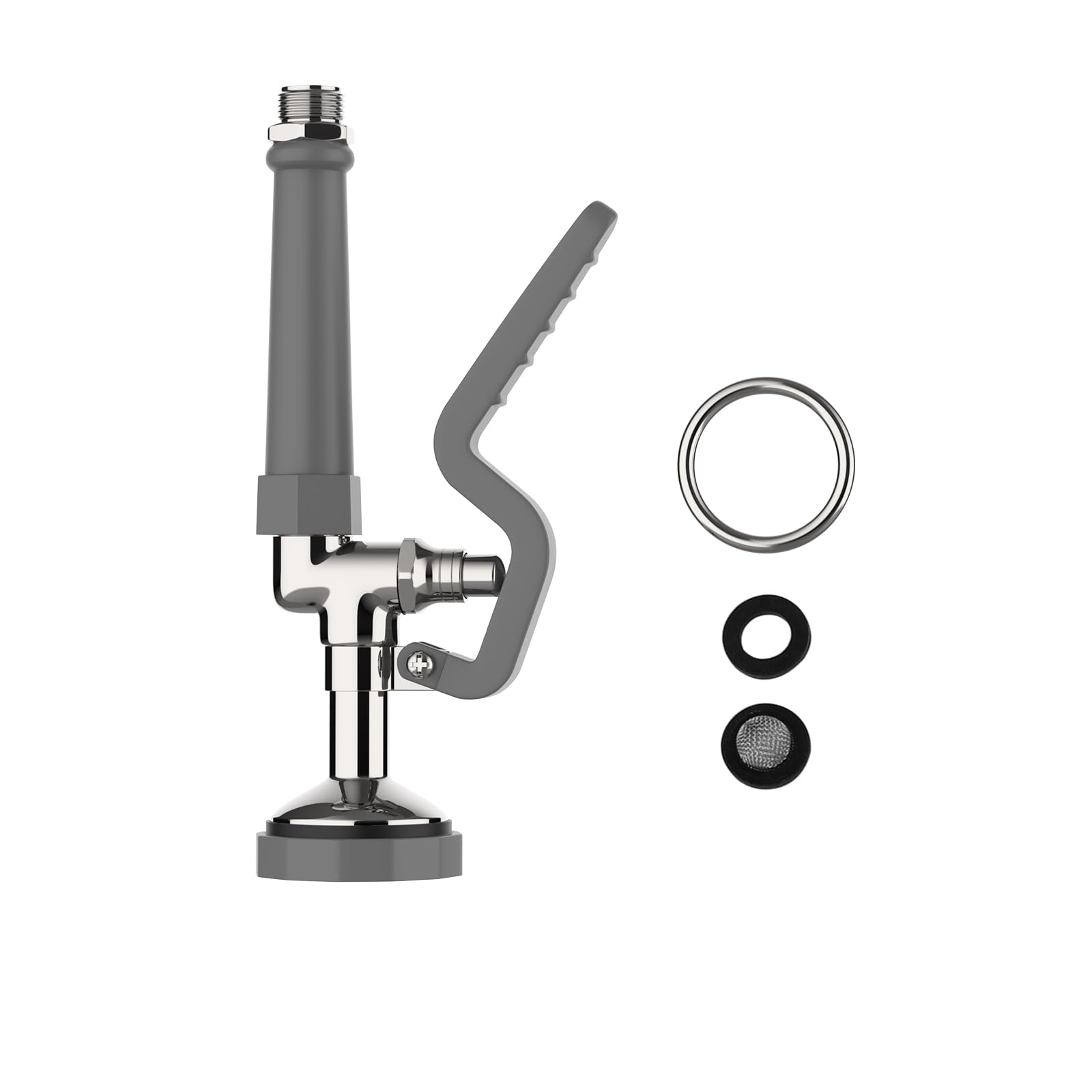 Gosifaca Commercial Sink Sprayer Pre Rinse Sprayer With Ergonomic Handle 1.42Gpm Dish Spray Nozzle Spray Valve,Polished Chrome Finished Commercial Faucet Parts For Kitchen Sink(Gray)