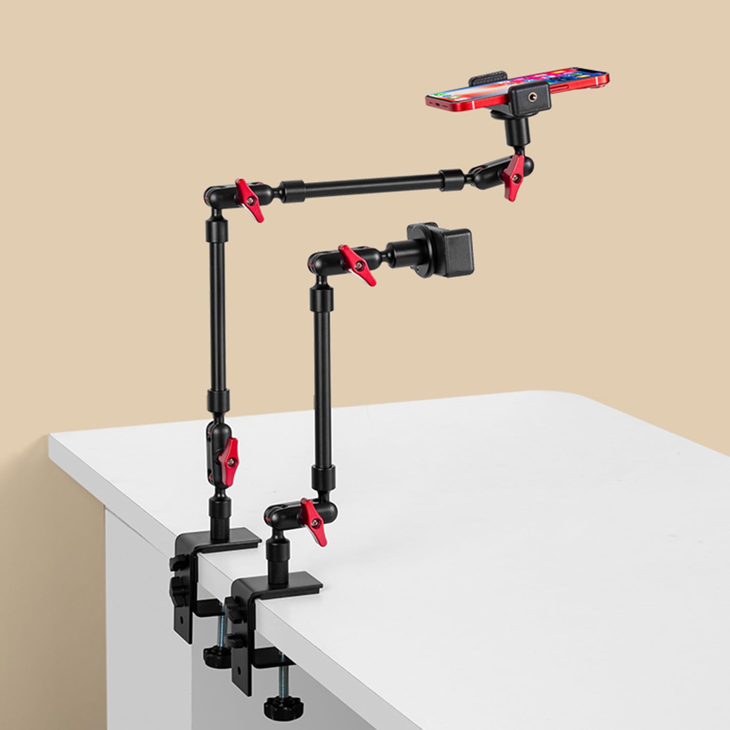 Goinwave Magic Arm With Clamp, Long Articulating Arm Camera Mount, Adjustable Phone Mount Holder 360° Rotation, Mic Arm For Microphone, Led Lights, For Phone, Tripod, Desk, Table