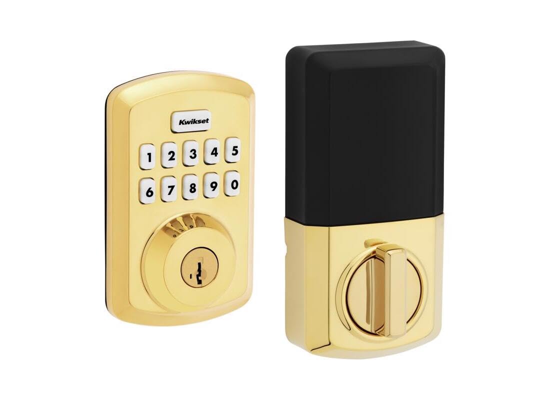 Kwikset 9240Trl-L03 Traditional Powerbolt Electronic Smartcode Deadbolt With Rcal Latch And Rcs Strike Lifetime Brass Finish