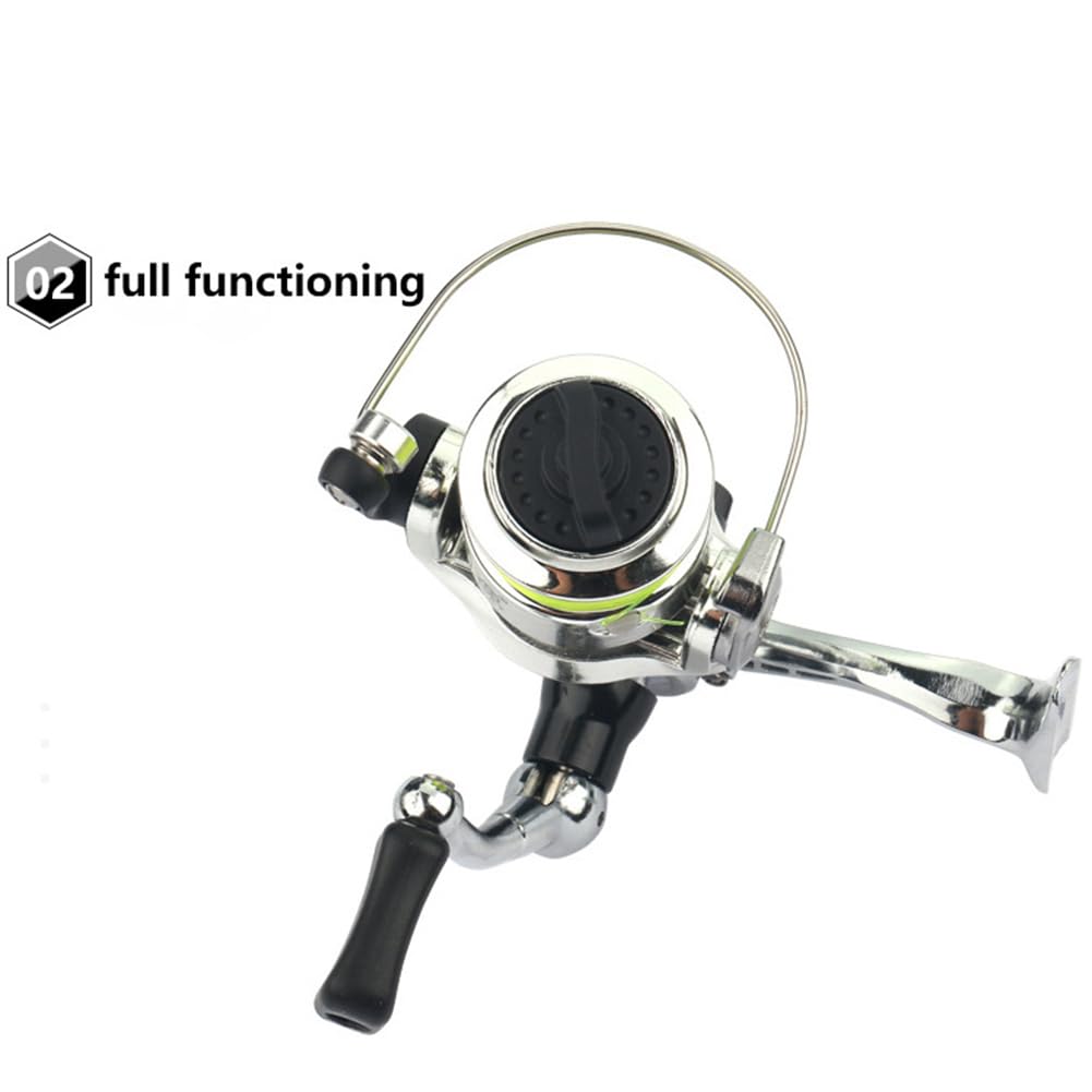 Gaderth Micro Compact Spinning Reel, Mini Pocket Metal Fishing Wheel, 4.3:1 Gear Ratio Small Reel, 2+1Bb Bearings All Season Fishing Reel
