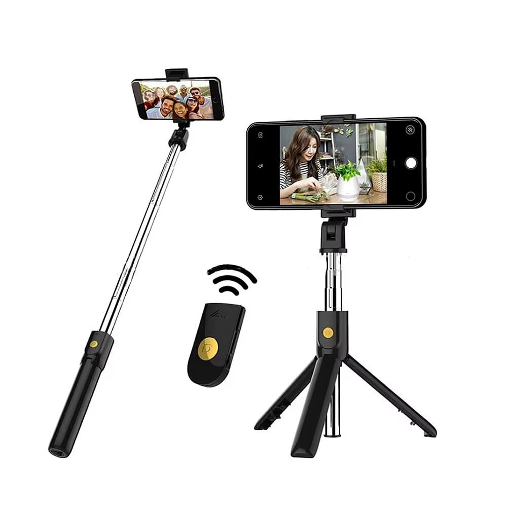 Bytebazaar 27" Selfie Stick Tripod With Remote – All-In-1 Extendable Phone Tripod Stand For Video, Vlog, Live Stream, Group Photos – Pocket Size, 3-In-1 Grip, Cold Shoe –