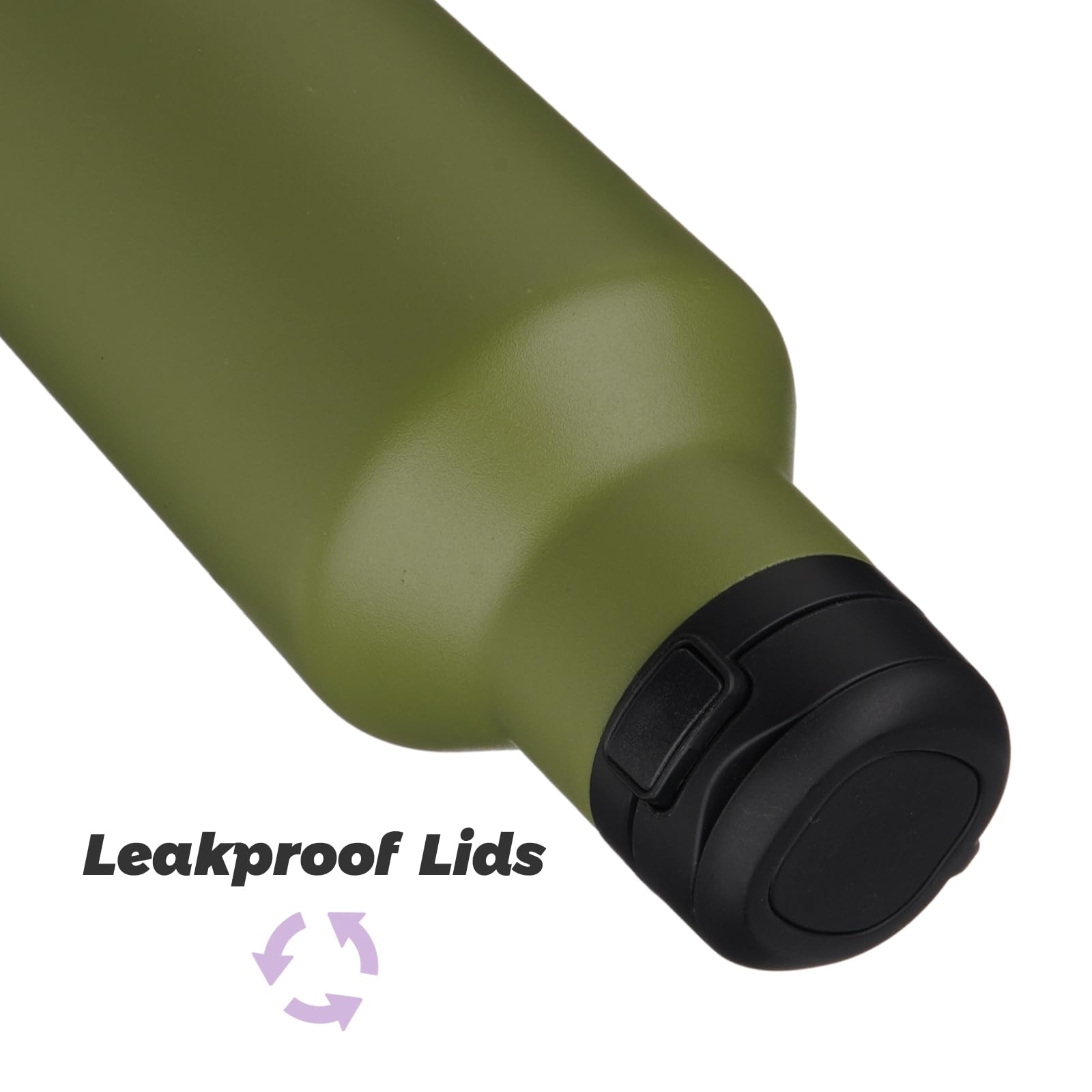 Insulated Water Bottle With Straw,17 Oz Double Wall Vacuum Stainless Steel Water Flask With 2 Lids