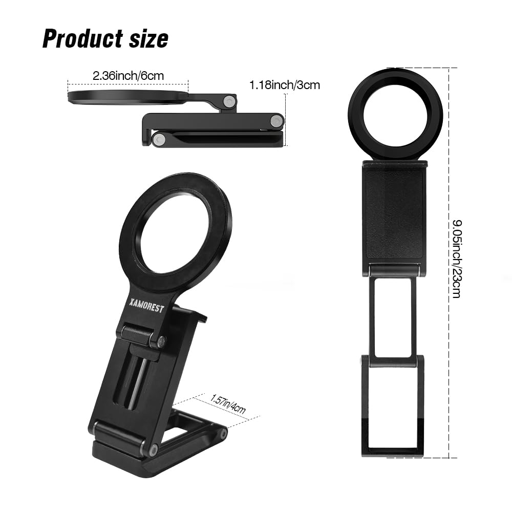Xamorest Magnetic Pocket Phone Tripod Foldable, Mini Cell Phone Tripod Mount Handle Smartphone Desk Stand Travel All In One