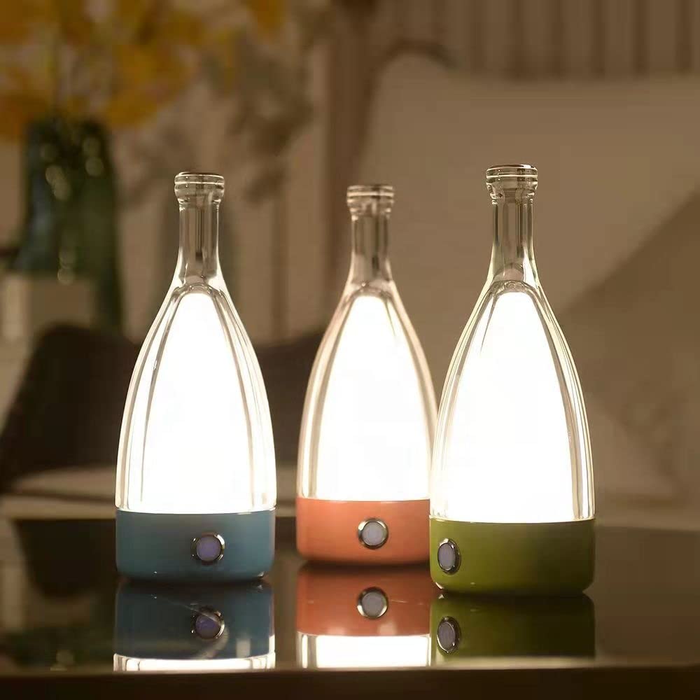 Modirnation 'Anna' Modern Table Lamp, Portable Wireless Bottle Led Light, Dimming Touch Control Switch, Usb Rechargeable, Stylish Light For Home, Office, Hotel And Restaurant (Red)