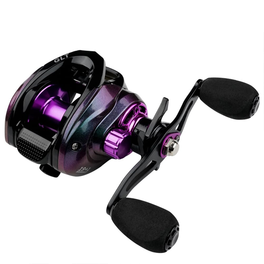 Gaderth Baitcasting Fishing Reel, 19+1Bb Baitcasting Reel, High Speed 7.2:1 Gear Ratio Low Profile Baitcaster Reel, 7-8Kg Max Drag Metal Body Baitcaster Fishing Reel, 10 Gears Casting Reel