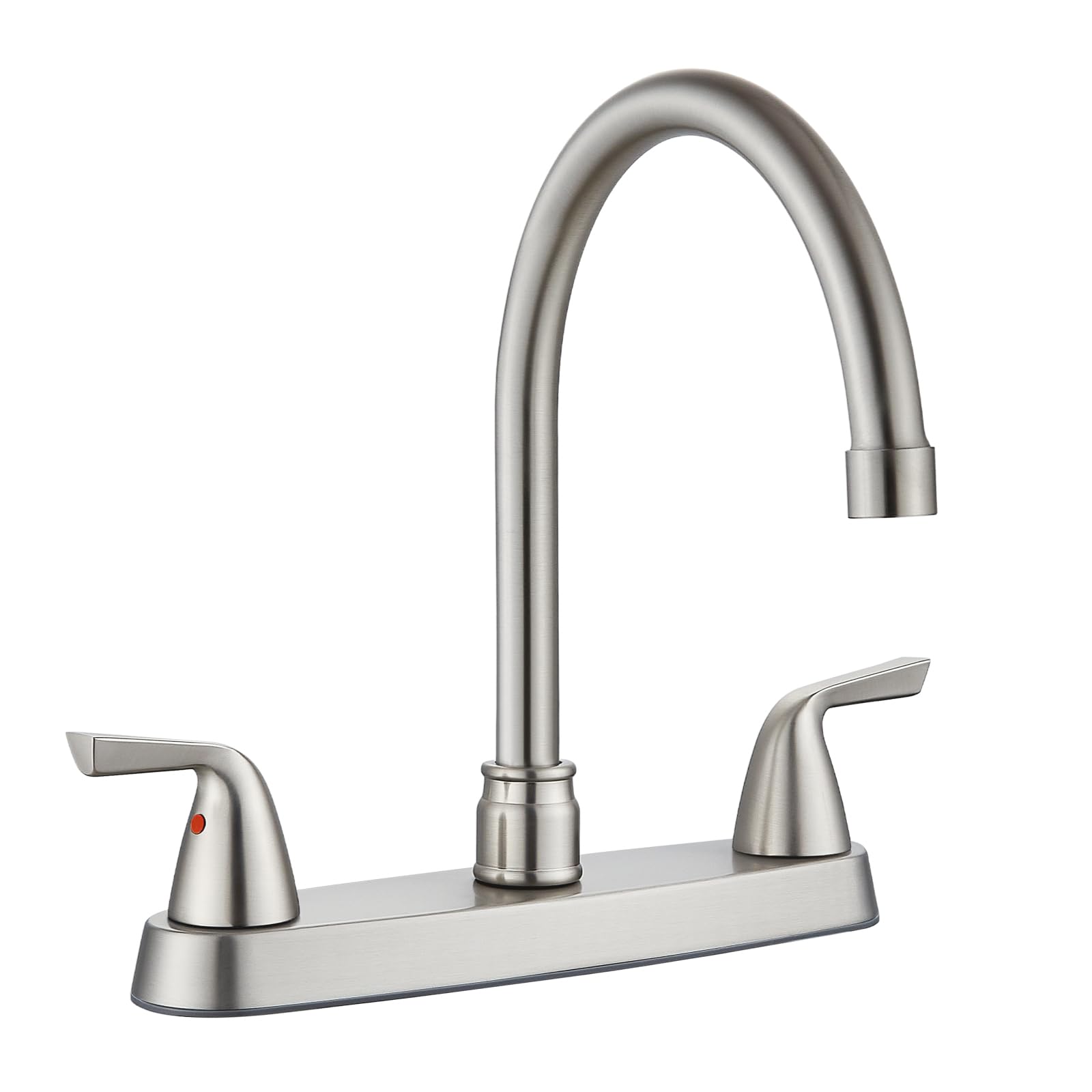 Cinwiny 8 Inch Kitchen Faucets Deck Mounted 2 Handle 3 Hole Rv Kitchen Sink Faucet High-Arc 360 Degree Swivel Spout With Supply Lines, Brushed Nickel