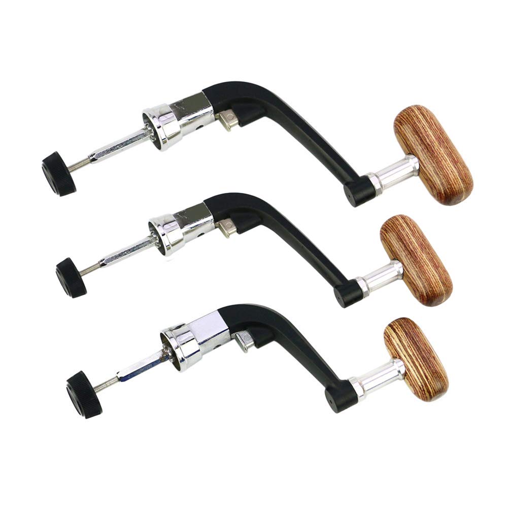Gonetre Fishing Handle Reel Foldable Metal Fishing Reel Handle Rocker Arm Wooden Knob For Wheels Fishing Tackles (S)