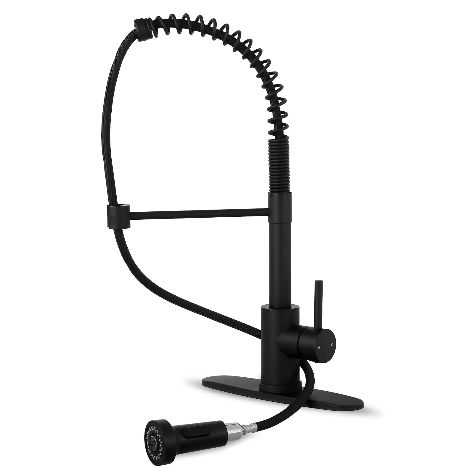 Mutvka Mut Kitchen Faucet With Pull Down Sprayer - Extender 23“ Pull Out Sprayer Kitchen Sink Faucet, Single Handle 1 Hole Or 3 Holes Dual Mode For Farmhouse Laundry Rv Bar, Matte Black