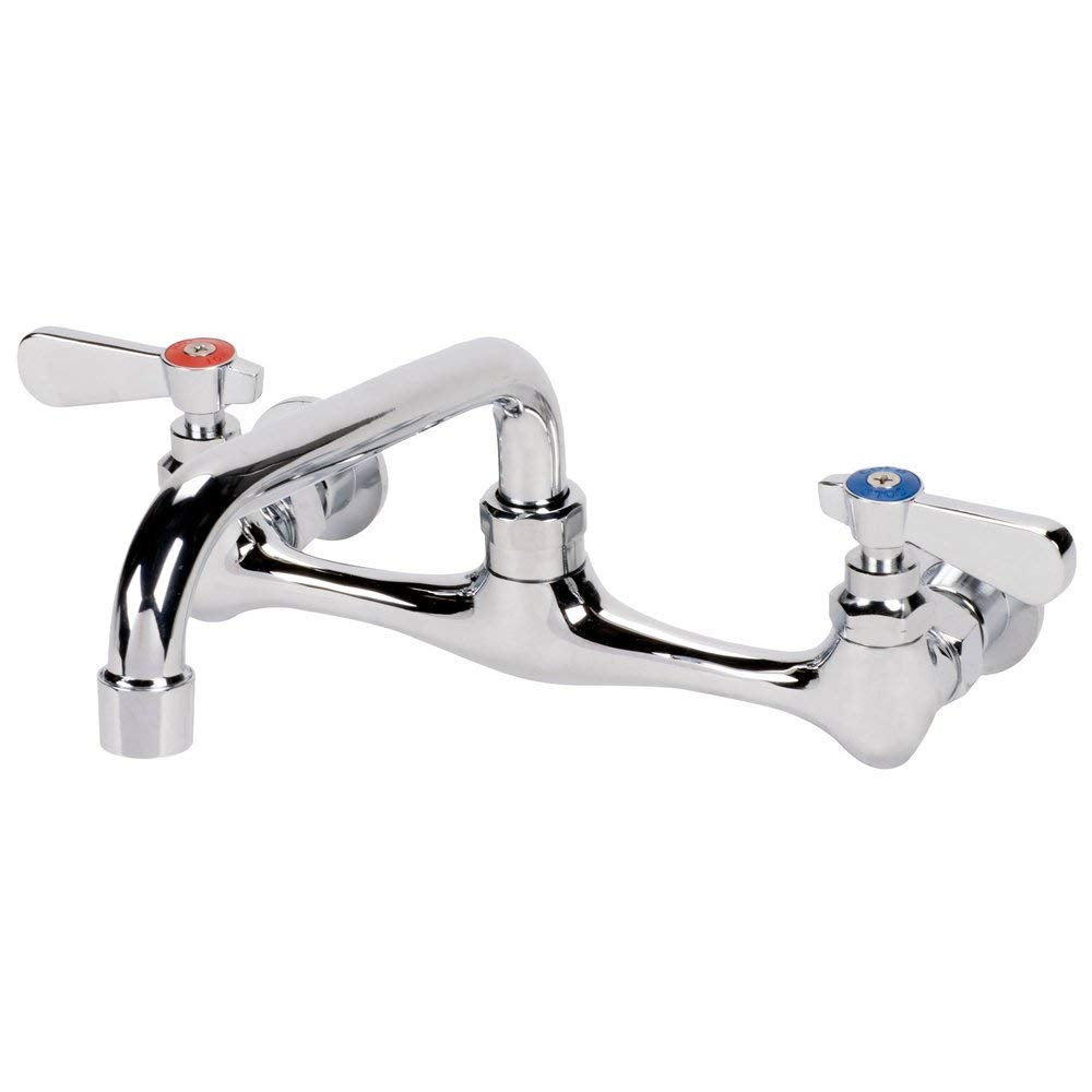 Royal Britania Commercial Wall Mount Kitchen Sink Faucet 8 Inches Centers With 8 Inches Swing Spout