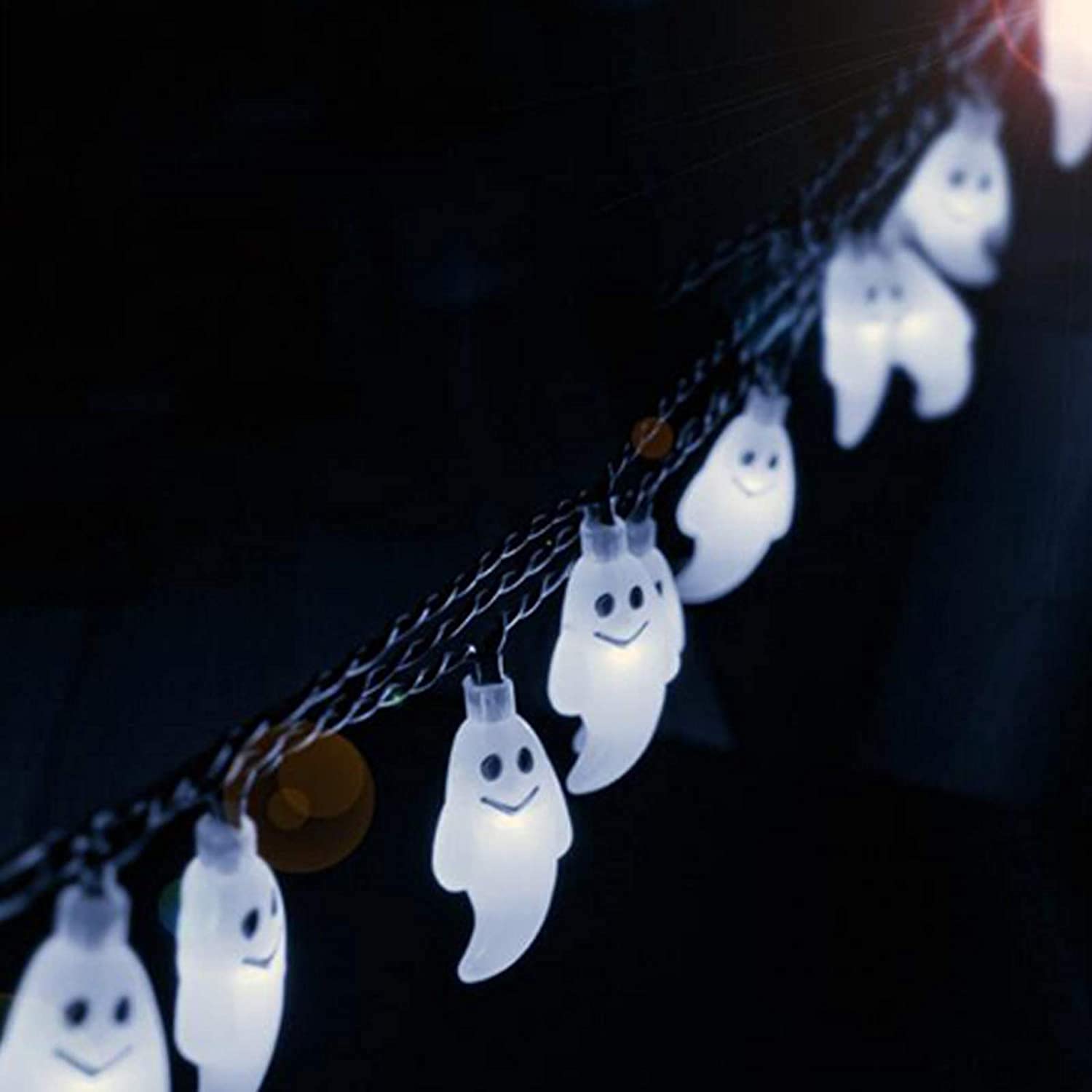 Snomyrs Halloween Decoration Lights 21Ft Led Ghost String Lights 30 Led Battery Powered String Light With 8 Modes For Patio Garden Gate Yard Halloween Christmas Decoration(White)