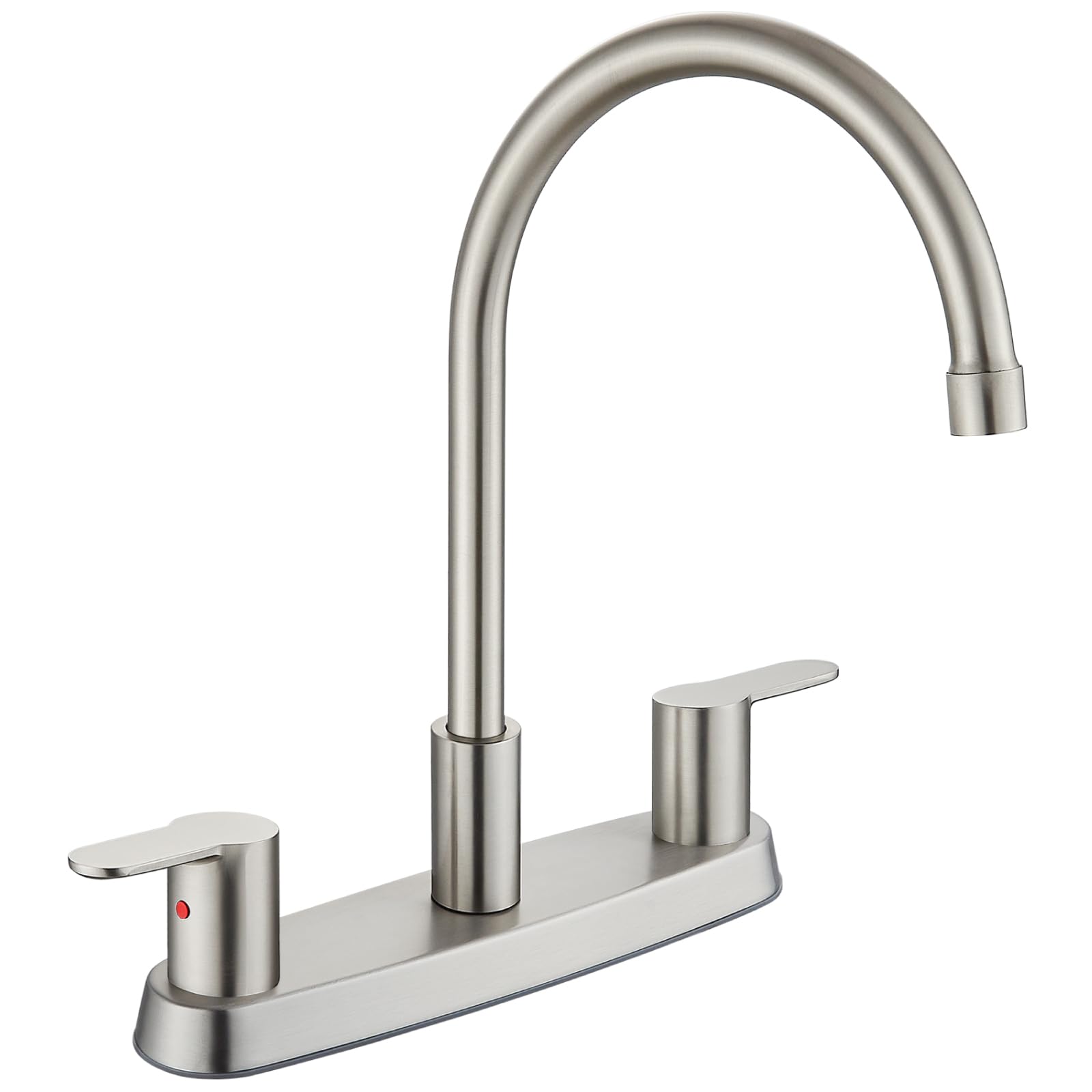 Cinwiny 8 Inch Centerset Kitchen Faucet For Sink 3 Hole Dual Handle Kitchen Sink Faucets High Arc 360 Degree Rotating Spout With Supply Lines, Brushed Nickel, Without Side Sprayer