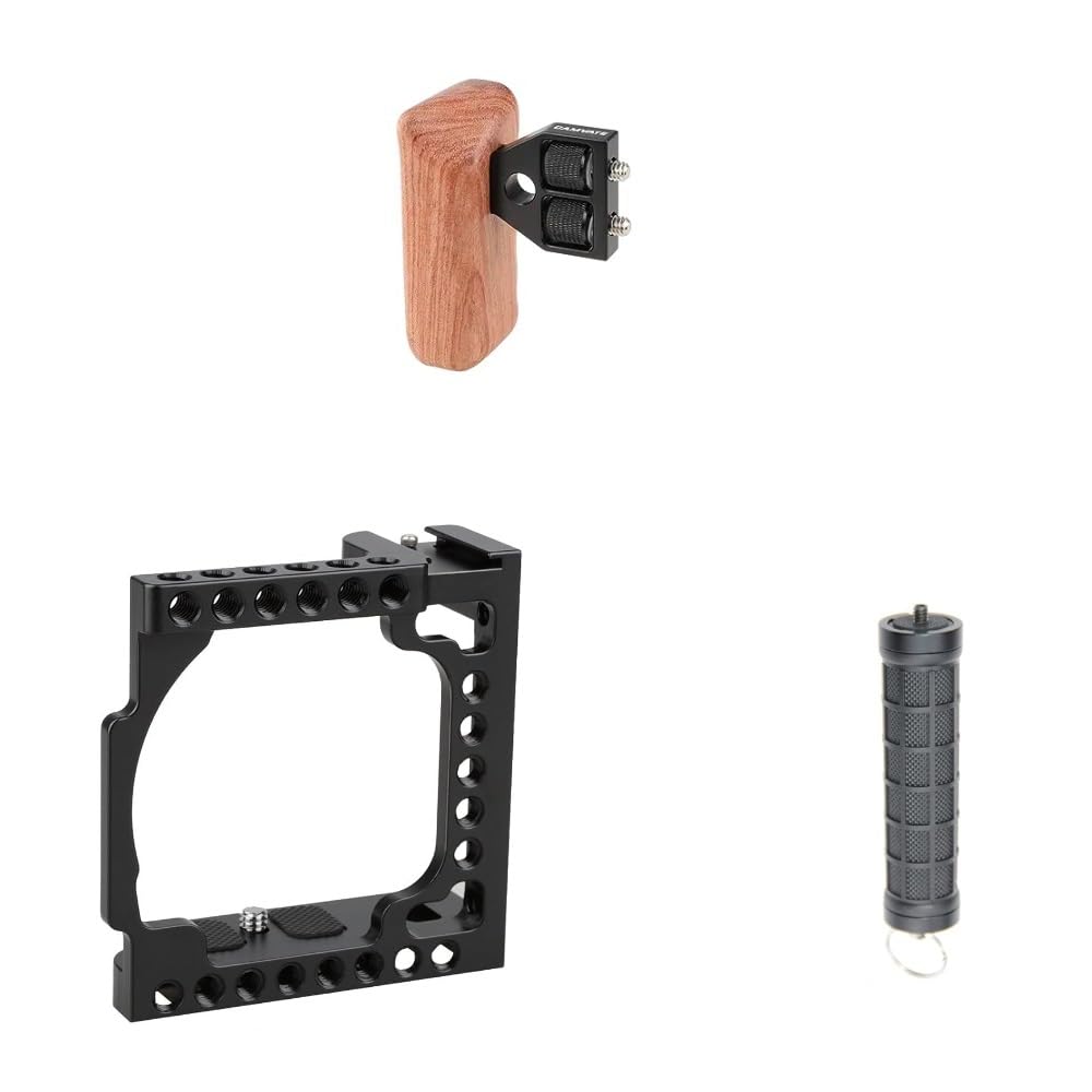 Camvate Dslr Wood Wooden Handle Grip + Camera Cage + Handle Hand Grip Stabilizer