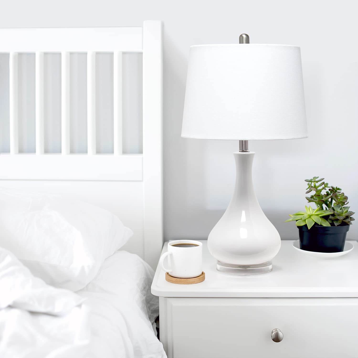 Lalia Home Droplet Table Lamp With Fabric Shade (White)
