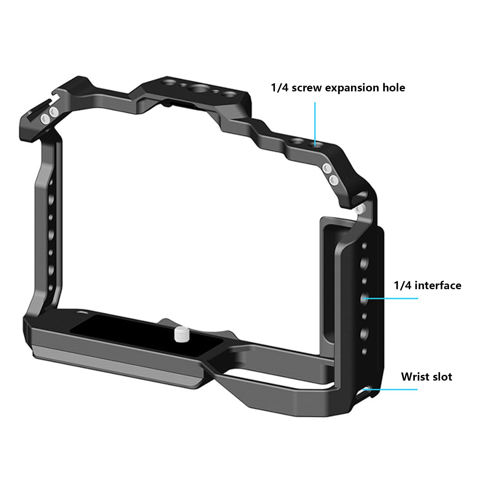 Royalead Camera Cage Aluminum Video Rigs With 1/4Inch Thread Cold Shoe Ergonomic Camera Cage Quick Release Plate Stabilizer