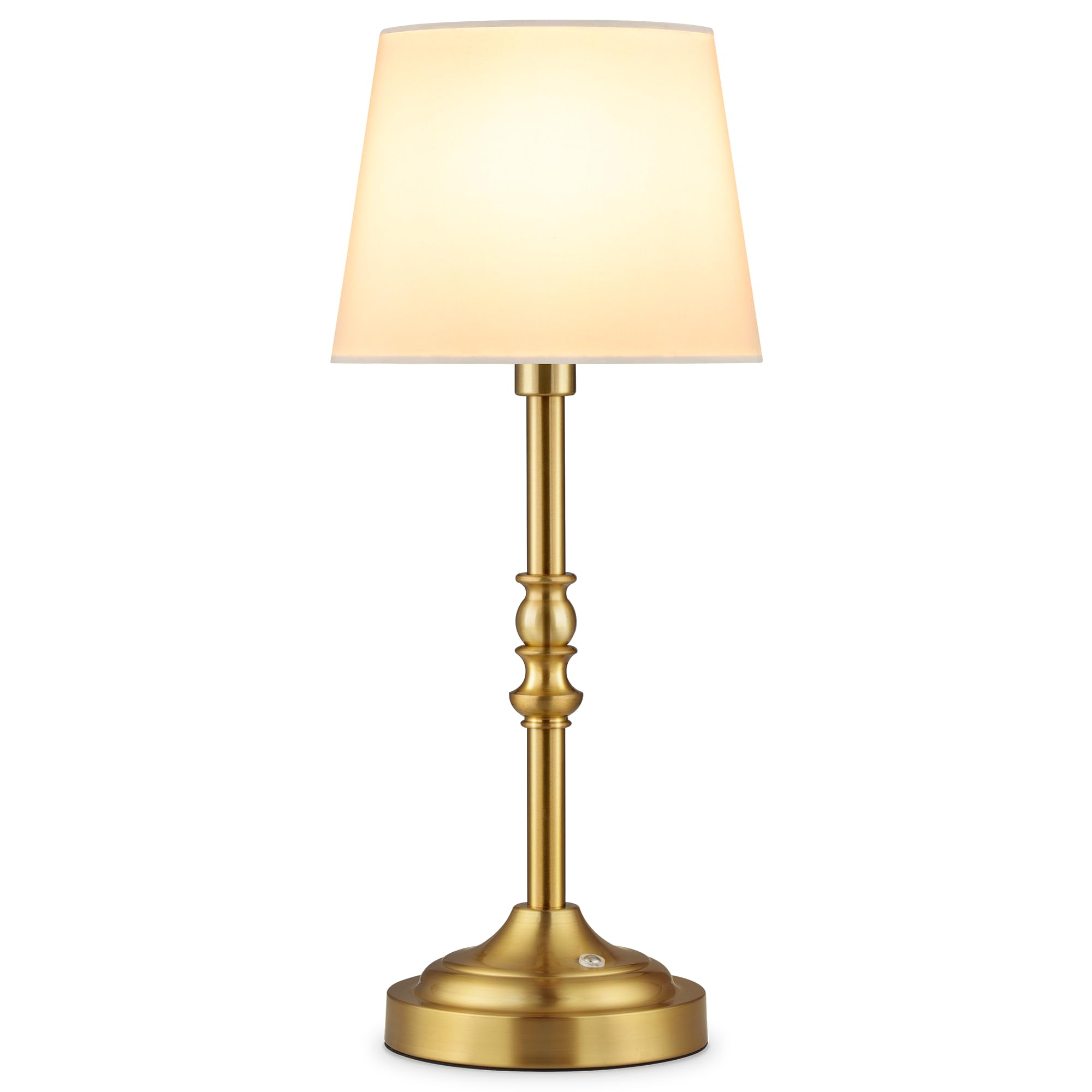 Ggoying Cordless Led Table Lamp, Rechargeable Battery Desk Lamp, Dimmer With 4-Level Brightness, Portable White Fabric Shade Bedside Night Light For Bedroom, Patio, Dining (Bronze)