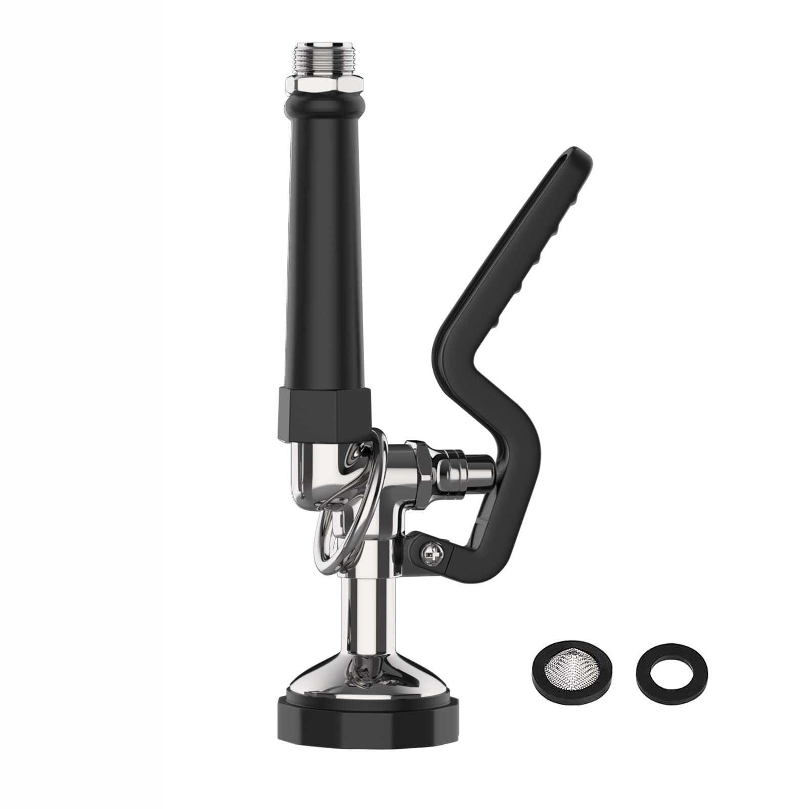 Jzbrain Pre-Rinse Spray Valve Commercial Sink Sprayer 1.42 Gpm High Pressure Commercial Dish Sprayer For Commercial Kitchen Faucet Replacement Head (Polished Chrome) - Black