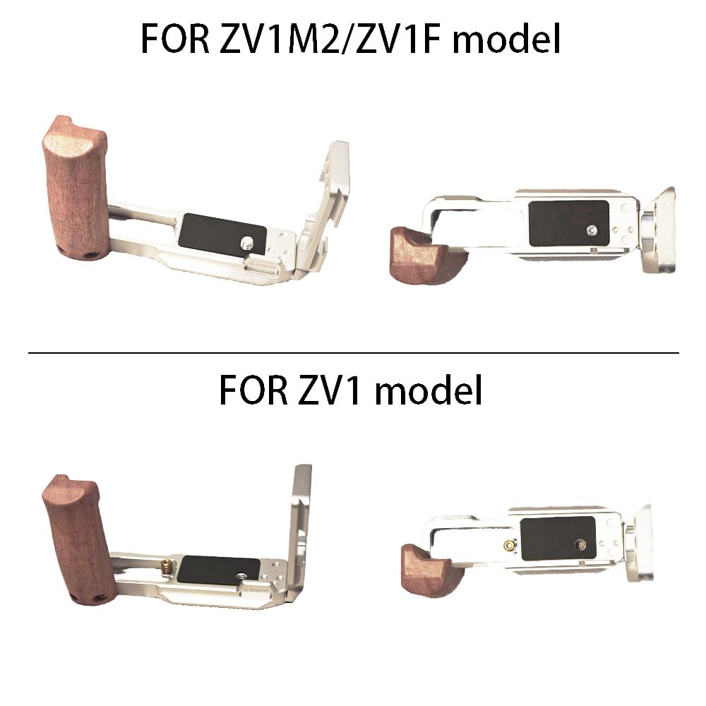 M-Remote Zv1/Zv1Ii /Zv1F Camera Vlog Rig L-Shape Wooden Grip With Cold Shoe For Sony Zv1/Zv1Ii /Zv1F Camera Vlogging Accessories For Arca (Silver)