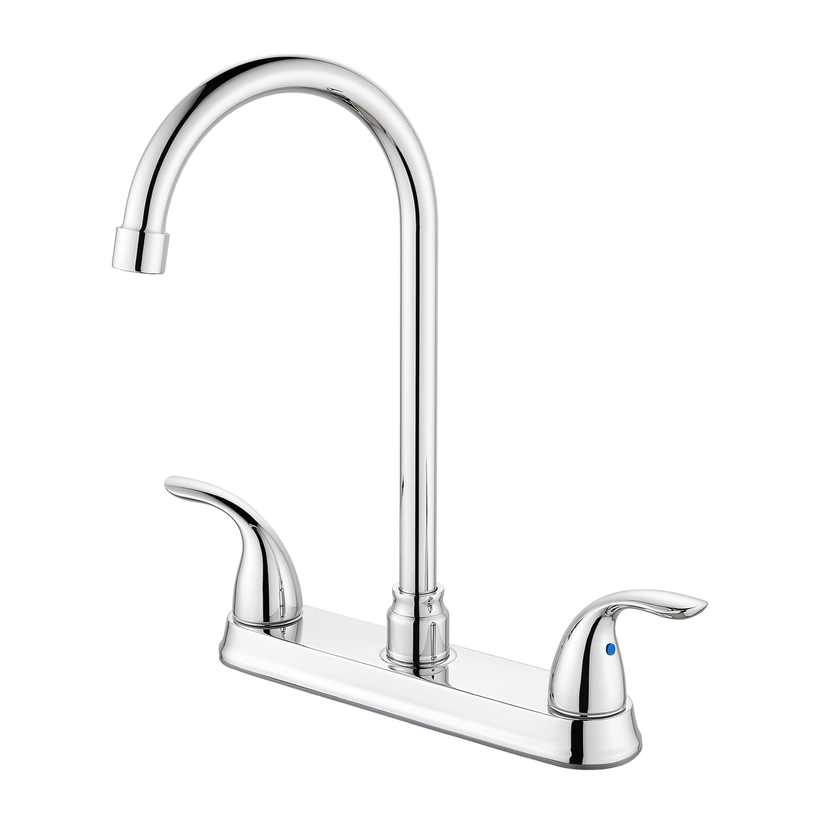Cinwiny 8 Inch Kitchen Sink Faucet Deck Mounted 3 Hole 2 Handle Kitchen Faucets High-Arc 360 Degree Swivel Spout With Supply Lines,Polish Chrome