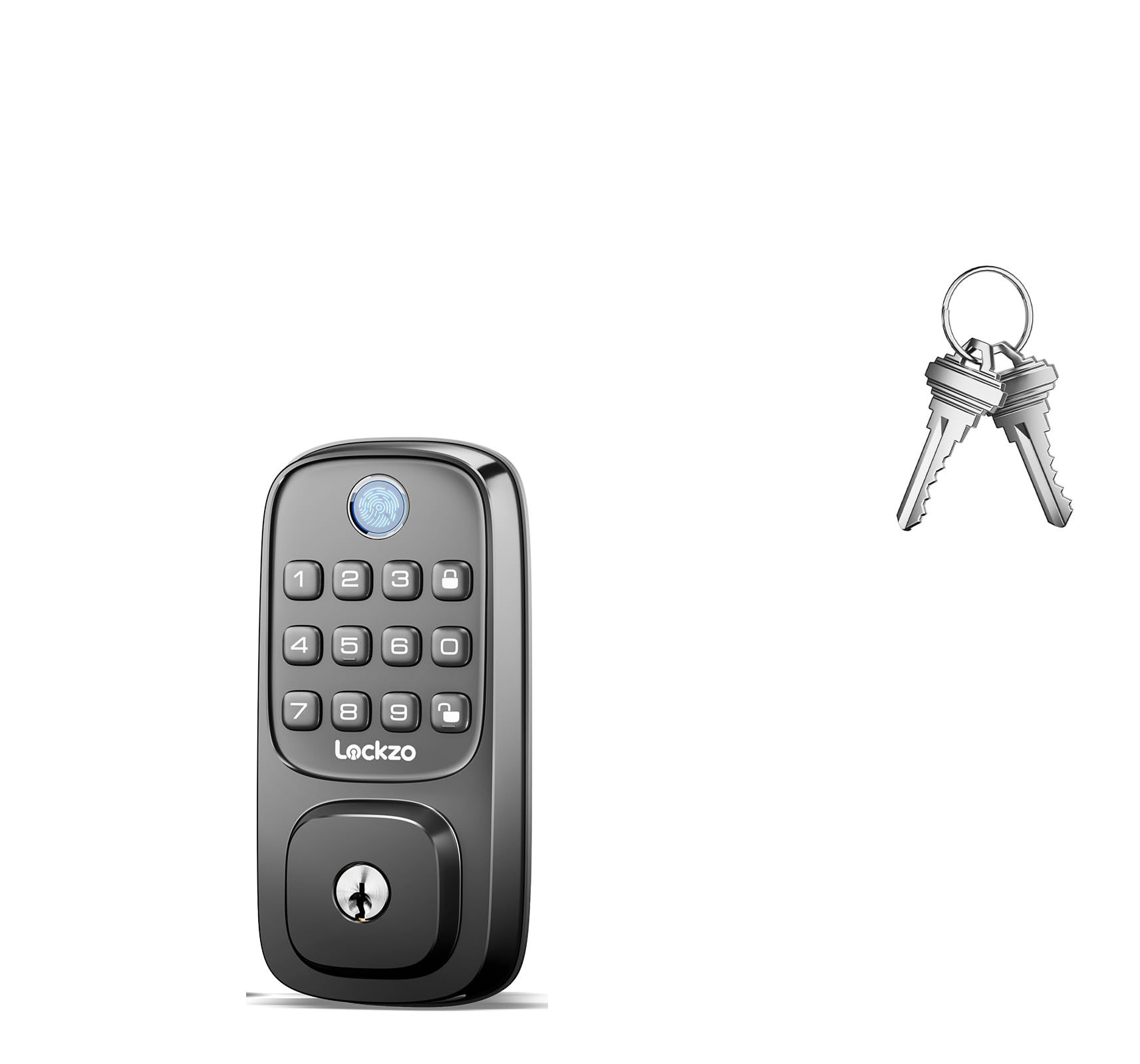 Lockzo Smart Door Lock With Handle, Keyless Entry Door Lock Deadbolt Handle Set, Built-In Wifi Deadbolt Smart Lock For Front, Fingerprint