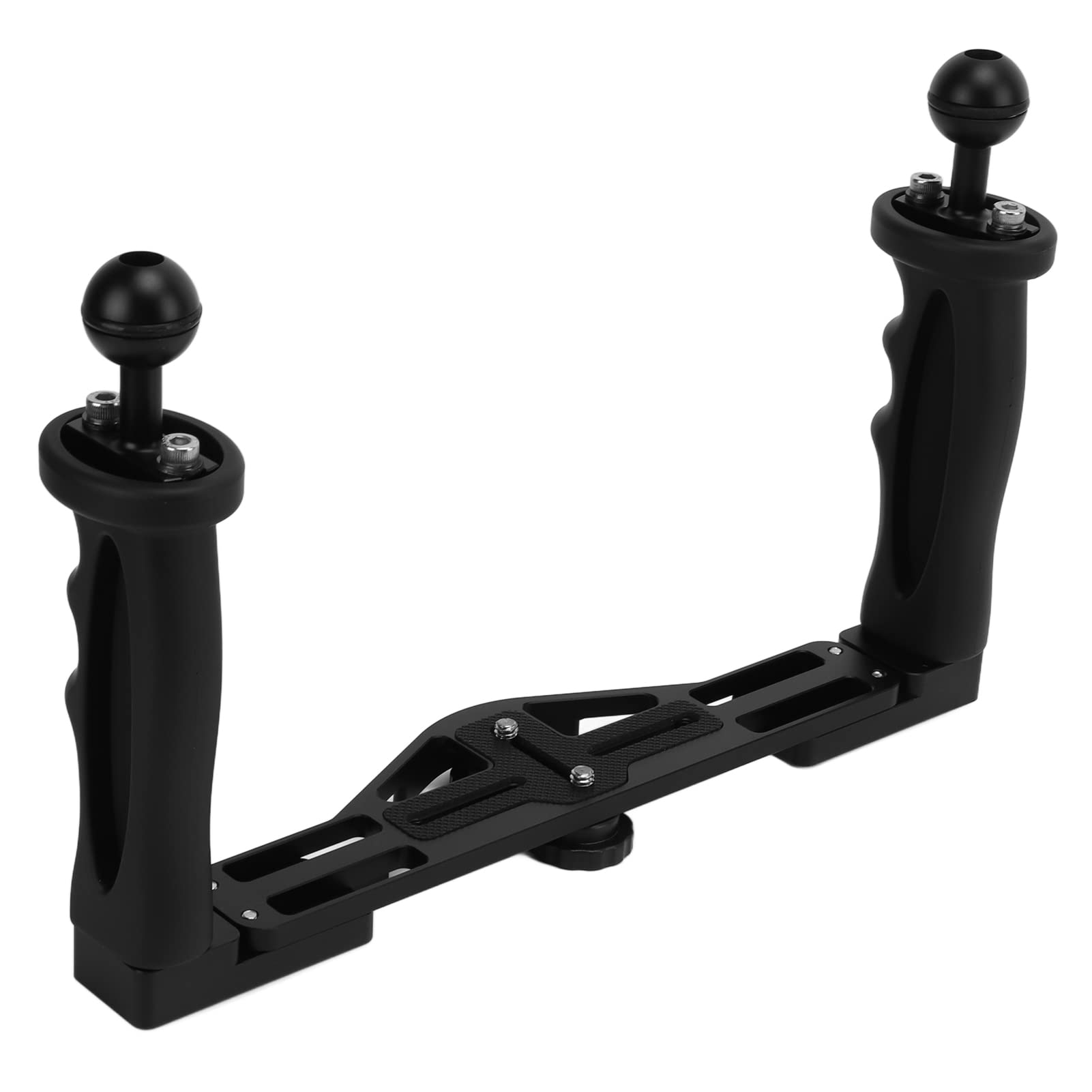 Mbeysaq Dual Handle Underwater Camera Stabilizer Rig For Diving Housing, Aluminum Alloy With Silicone Grips, Black, Compatible With Slr Cameras & Diving Lights