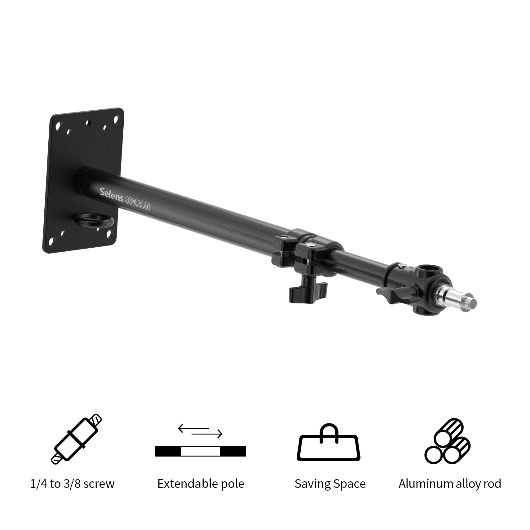 Meking Selens Photography Studio Wall Mount, Camera Wall Ceiling Mount Boom Arm Up To 22" For Photo Video Monolights, Umbrellas, Reflectors, Overhead With 3/8" 1/4" Thread