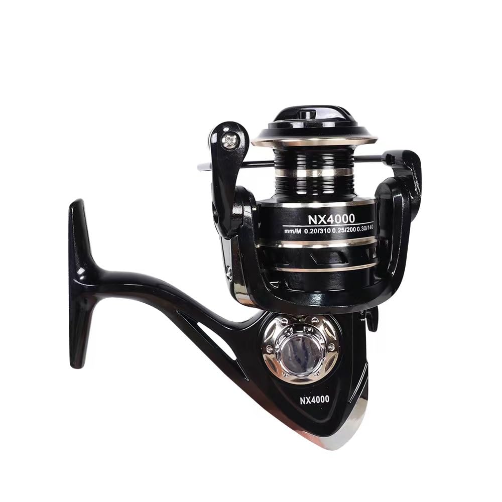 Tgpiao Spinning Reel, Fishing Reel,Nx2000-Nx7000 Series, Right/Left Handle, Eva Grip, Corrosion-Resistant, Aluminum Spool, Black