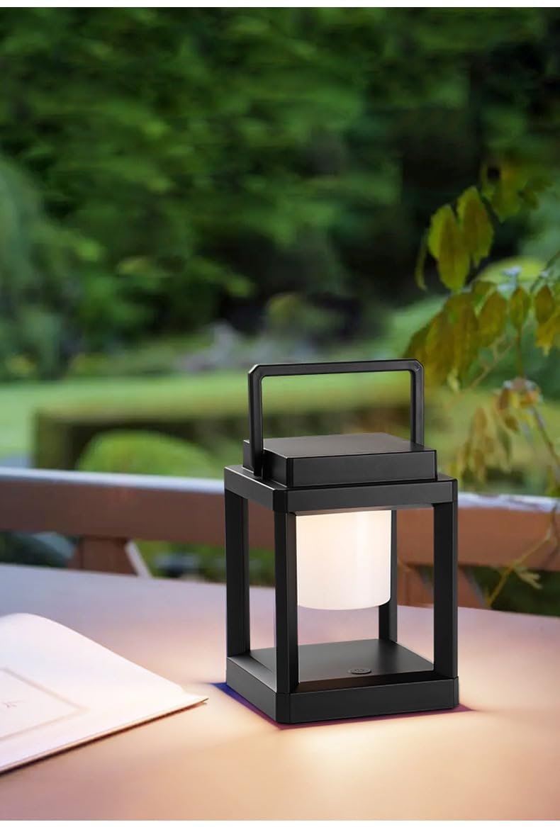 Wiswhy Solar Lantern Outdoor Table Lamp, 3-Level Brightness Led Nightstand, 4800Mah Rechargeable Portable Camping Lantern Waterproof, Touch Control Night Light For Patio/Bedroom/Reading/Walking