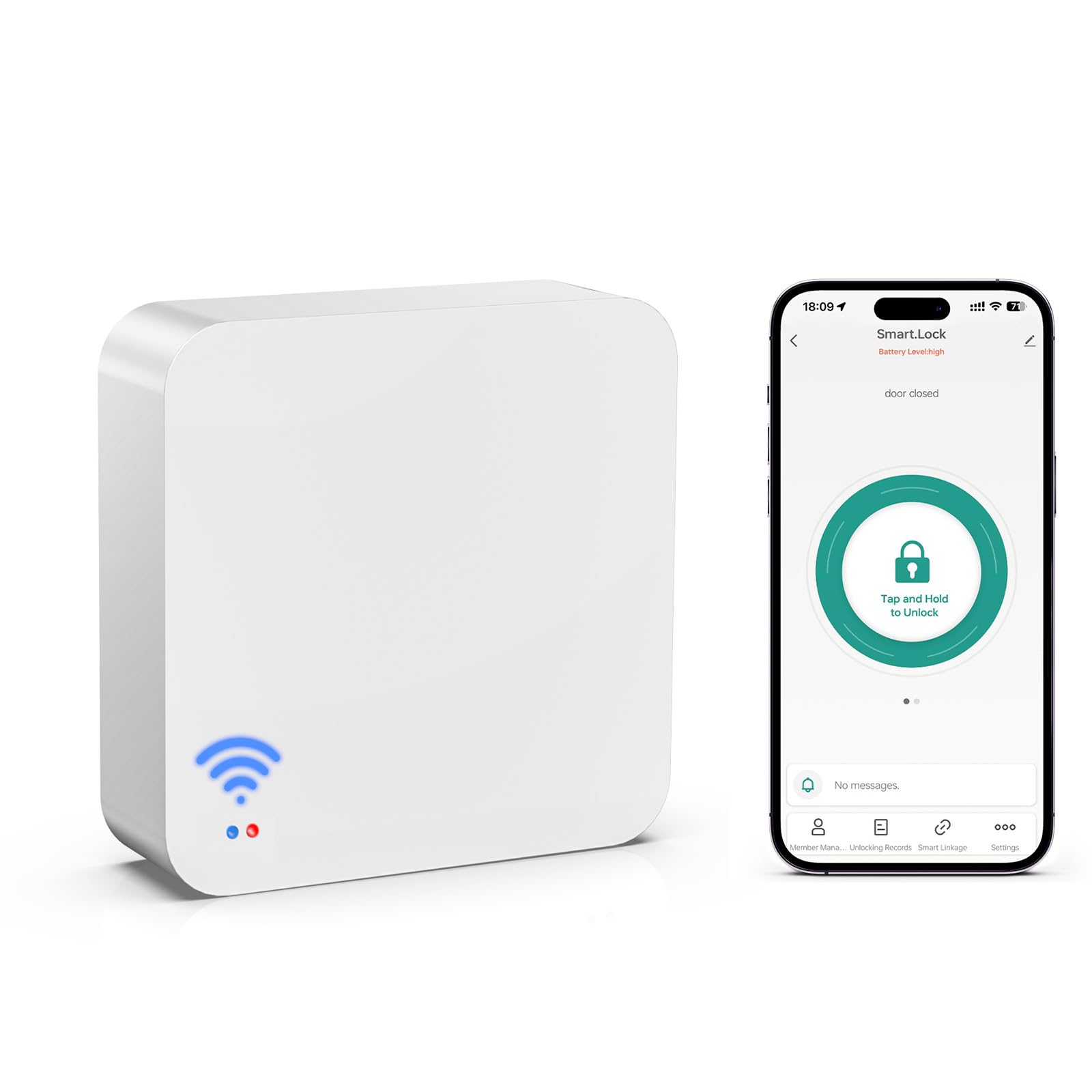 Ironzon Tuya Gateway For Smart Door Lock -Remotely Control Smart Fingerprint Door Lock Via Tuya App-Gateway Smart Hub Compatible