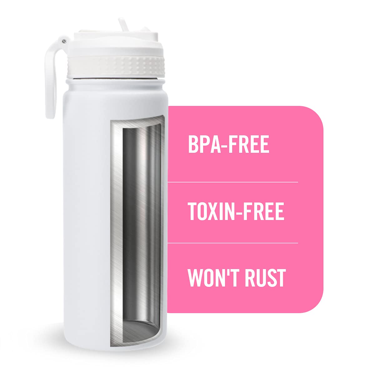 Life'S Easy Stainless Steel Insulated Water Bottle - Sports Water Bottle W/Loop Handle Bionic
