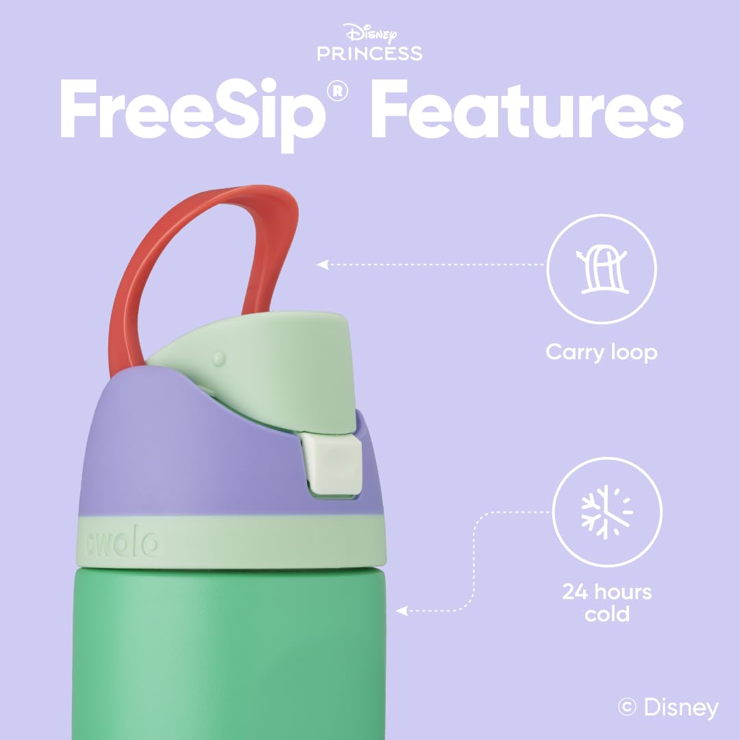 Owala Disney Princess sip Insulated Stainless Steel Water Bottle With Straw For Sports