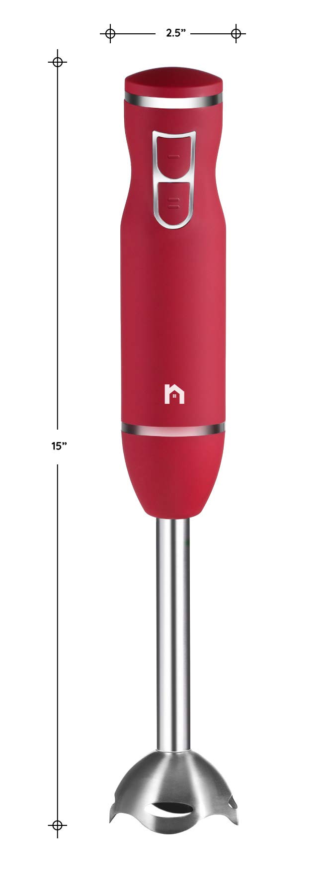 Immersion Hand Blender 2 Speed Stick Mixer With Stainless Steel Shaft & Blade 300 Watts Easily Food, Mixes Sauces, Purees Soups, Smoothies, And Dips, Red