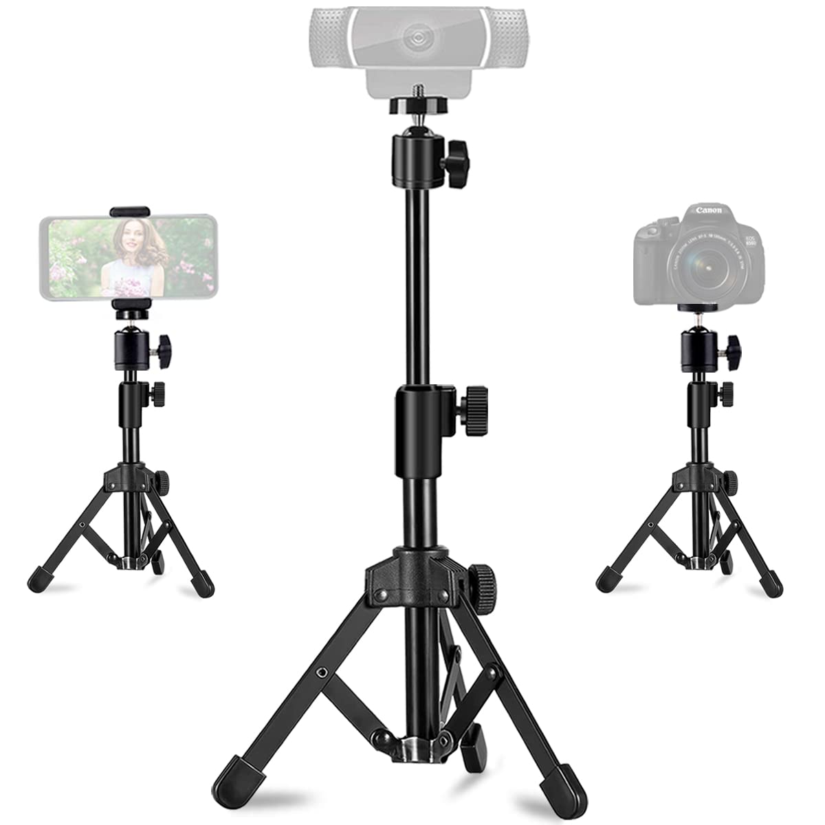 Jcwiny Webcam Tripod Stand Extendable Desktops Tripod For Camera/Phone/Webcam, Desk Tripods Webcam Mount Holder Compatible With Logitech Webcams C925E C922X C922 C930E C930 C920 C615 /Iphone/Ring Light
