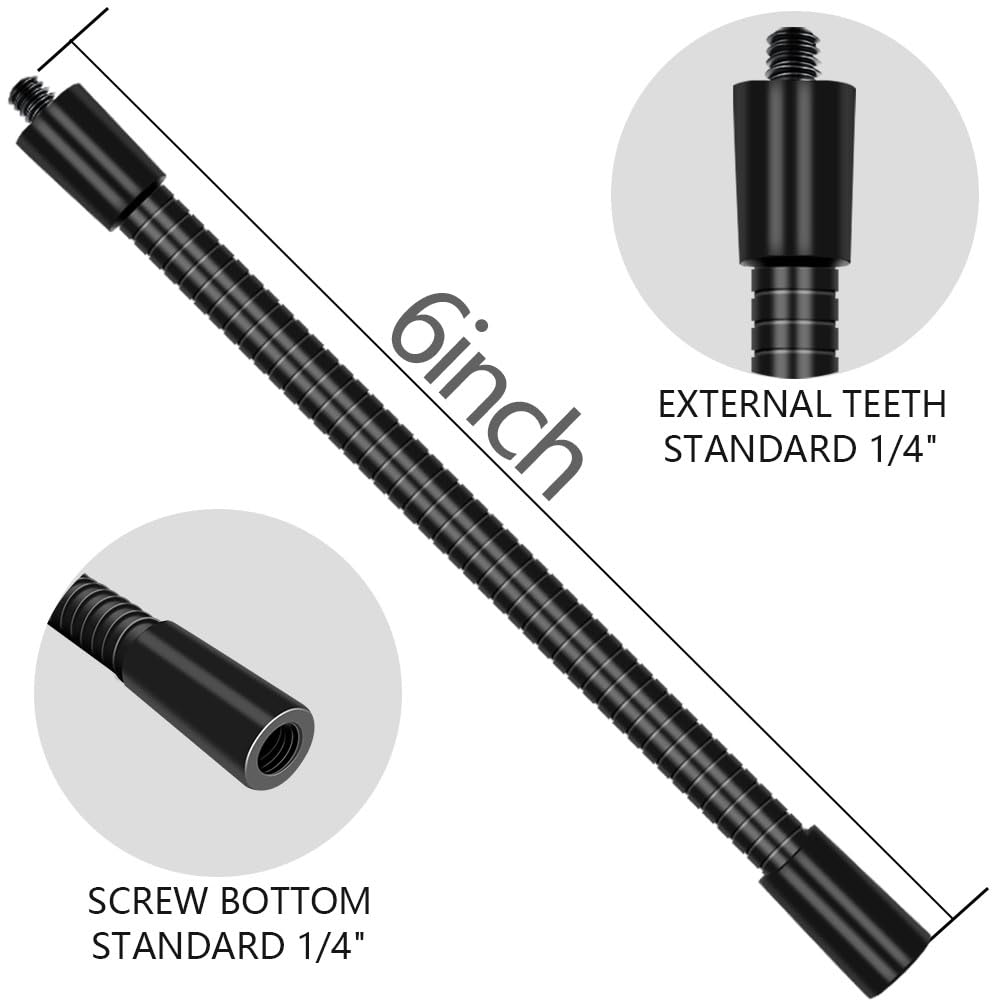 Pixel 6 Inch 1/4' Threaded Male Female Gooseneck Arm For Webcam/Microphone/Tripod And Phone Camera Light (2Pcs) Flexible Metal Arm