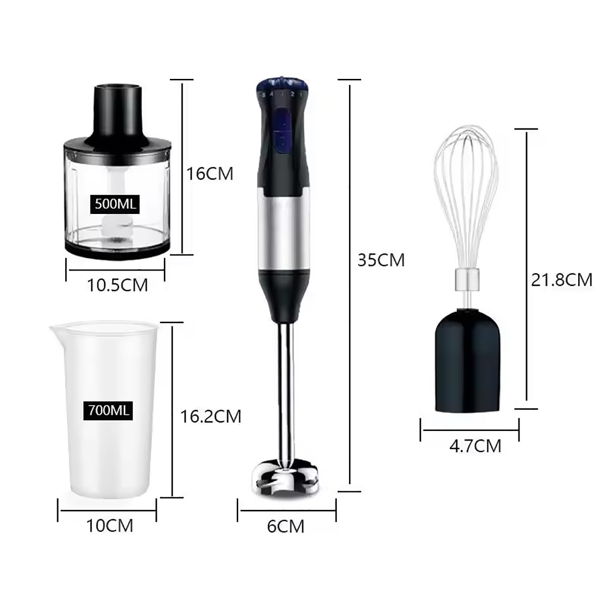Qylttdm Immersion Blender Handheld, 1000W Powerful Hand Blender, 5-Speed Speed Adjustment, Stainless Steel Smart Stick With Egg Beaters And Chopper Food Processor, For Soup, Meat, Smoothies & Milk Frother