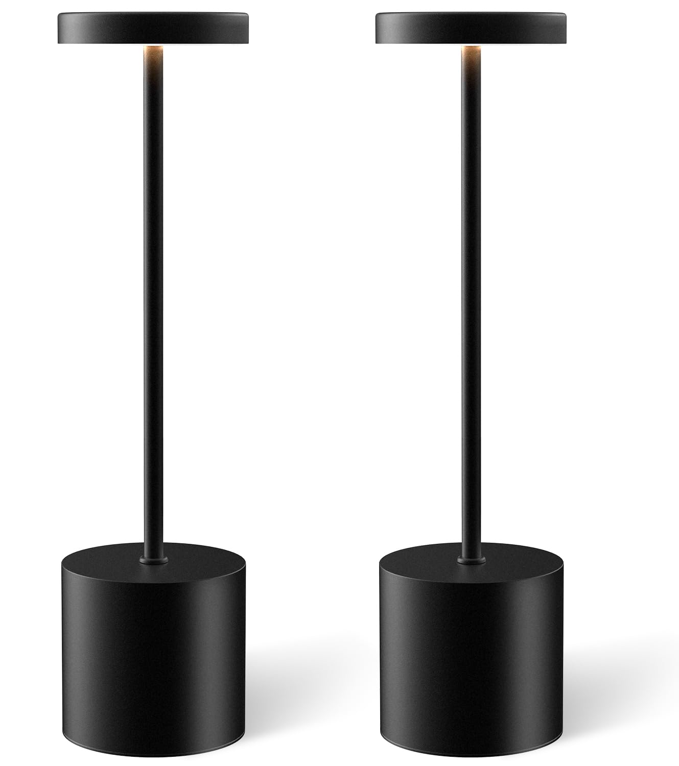 Swinerton Cordless Table Lamp Set Of 2, Rechargeable 5000Mah Battery Powered Outdoor Table Lamps, Portable Led Desk Lamp, 3 Color Dimmable Light For Restaurant, Patio, Bedroom, Bedside Night Lamp(Black)