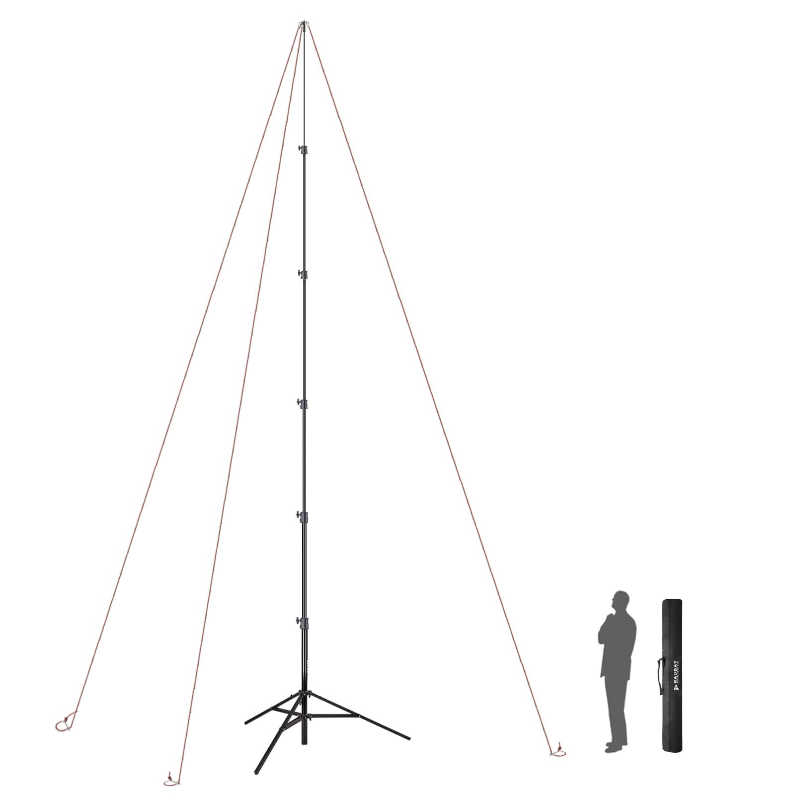 Raubay 24' Tall Tripod Stand, Extreme Tall Heavy Duty Sports Camera Video Tripod, Spring Telescoping Aluminium Alloy Large Light Stand With 1/4"& 3/8" Screw, Professional Sky High Tripod For Outside…