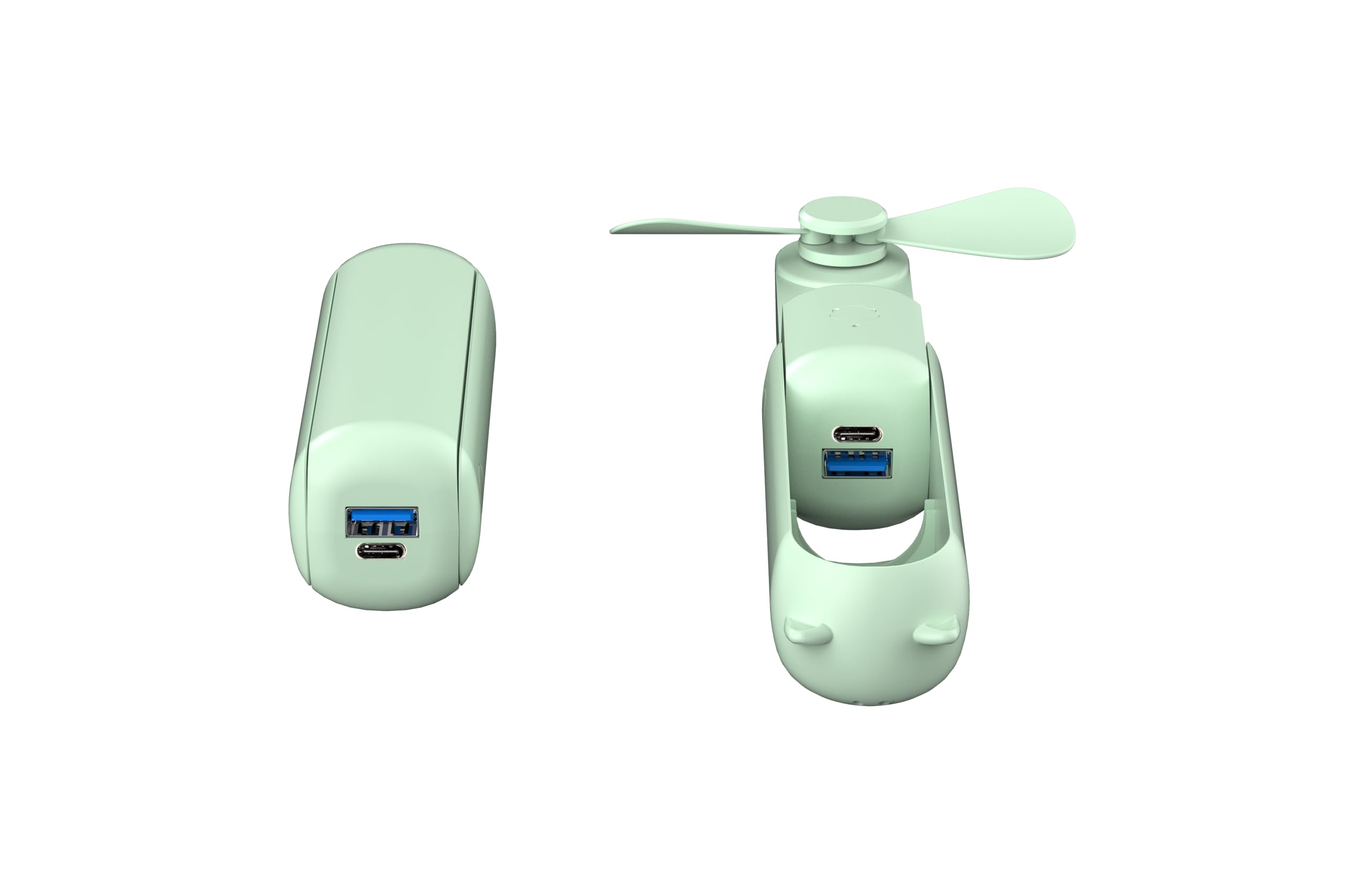 Mini foldable fan, pocket-sized, with power bank and cooling features for camping trips