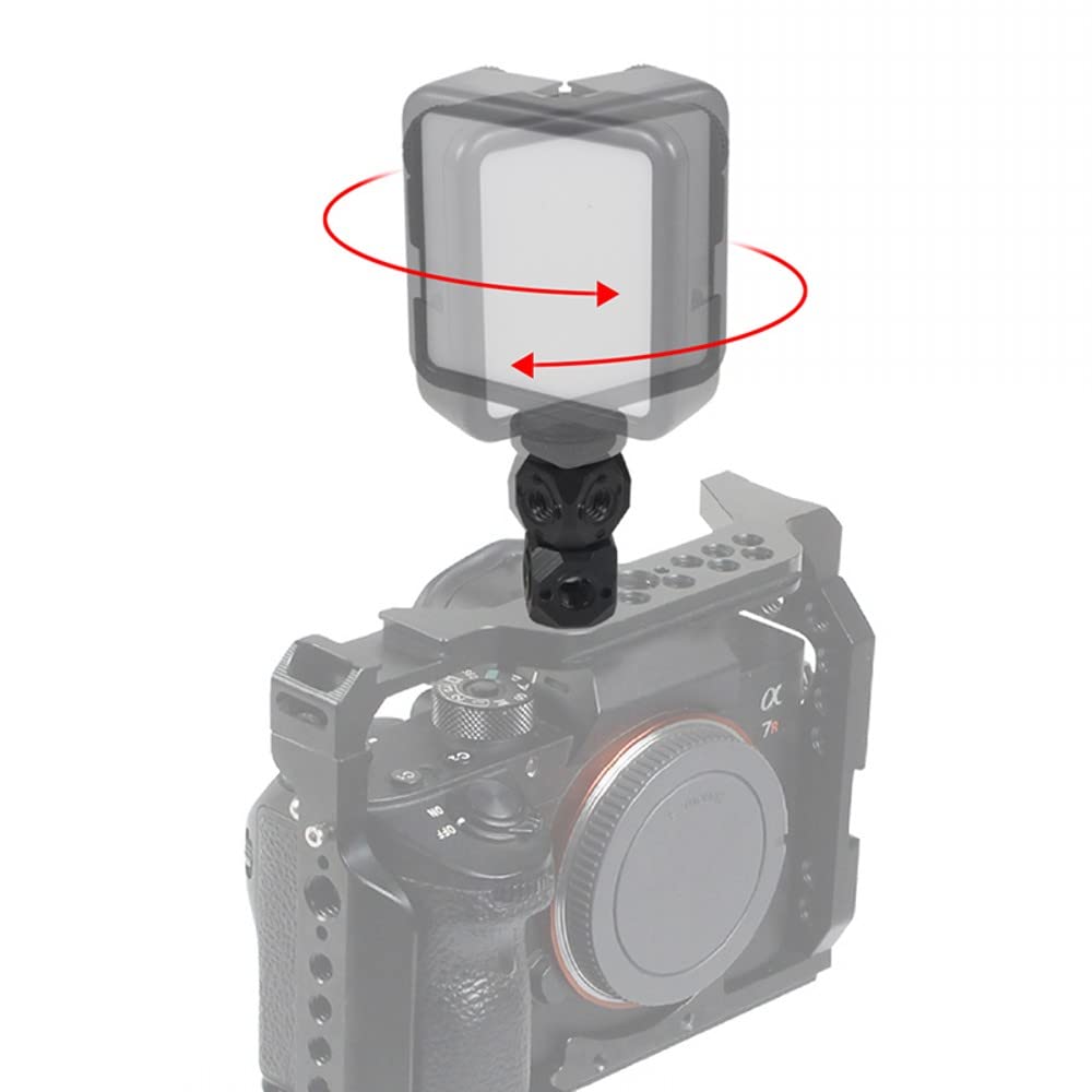 Funmax Double-Deck Adjustable Mini Hexahedron Cold Shoe Extension Mount Adapter With 1/4",3/8"- Screw Hole Tripod Mount For Gopro13/12/11/10/9, Insta360,Other Dslr Camera Cage Flash Light Tripod Stand