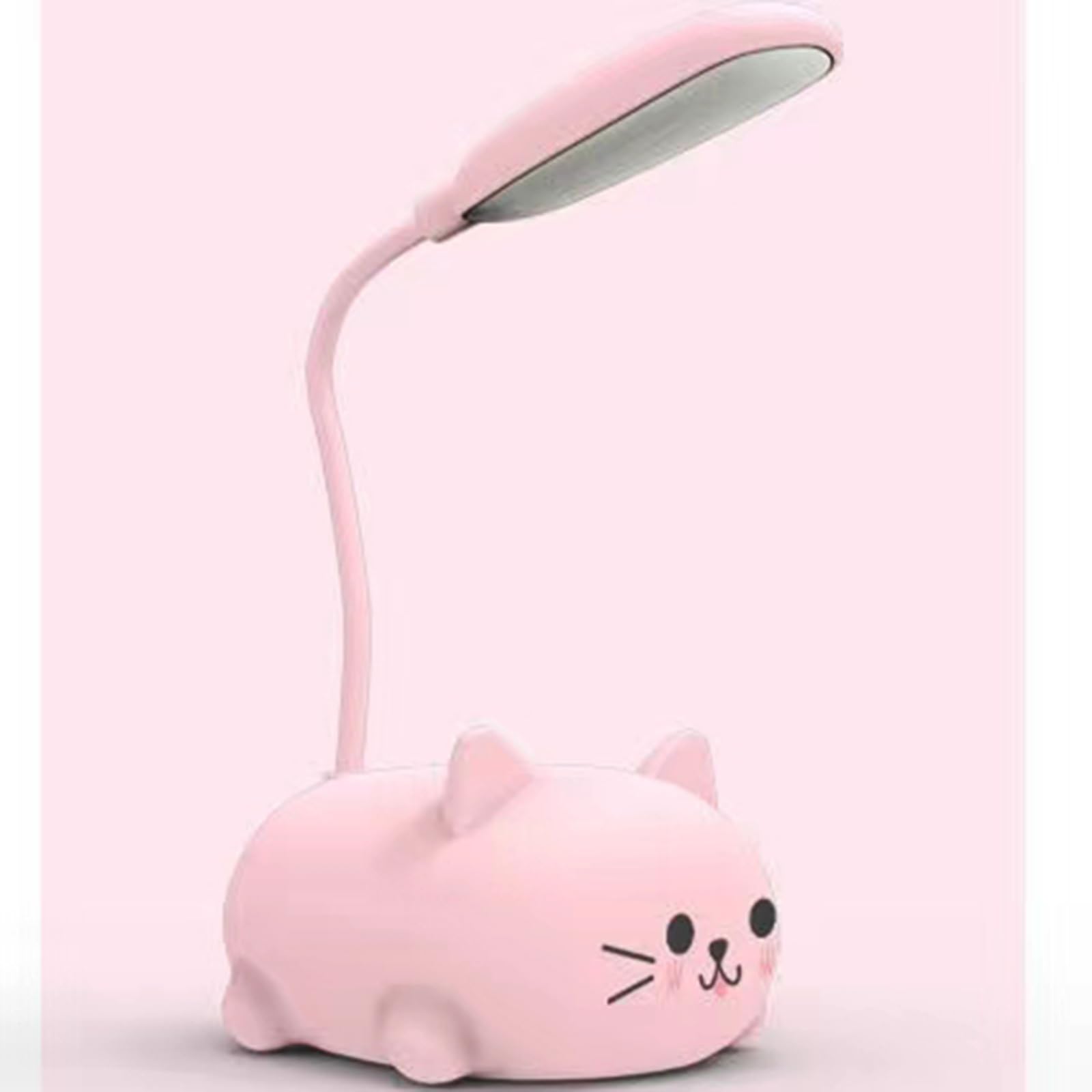 Neioaas Led Desk Lamp For Kids, Cute Cat Lamp Usb Rechargeable Reading Light,Portable Led Table Light, Flexible Gooseneck Eye-Care Cartoons Small Desk Lamp Girls (Pink)