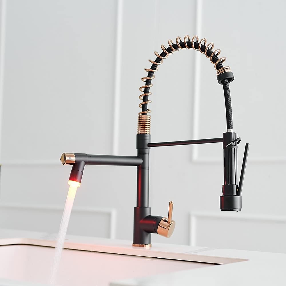 Overstock 2-Spout Single-Handle Kitchen Faucet With Led Light
