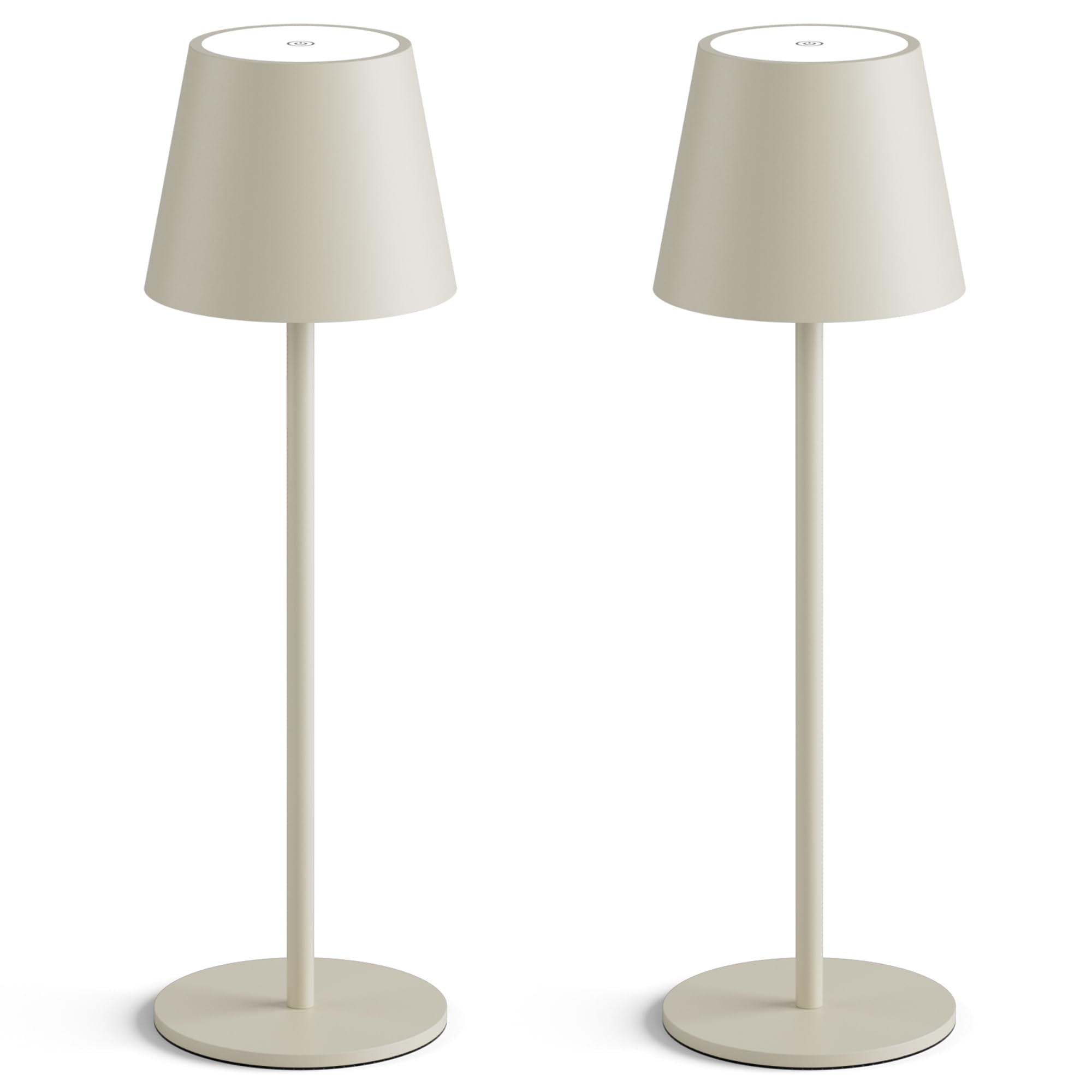 Irotine 2-Pack Beige Cordless Table Lamp,Rechargeable Led Desk Lamp,5000Mah Battery Operated Lamp,3000K Warm Light Stepless Dimming,Ip54 Waterproof Portable Table Light For Restaurant/Camping,Beige
